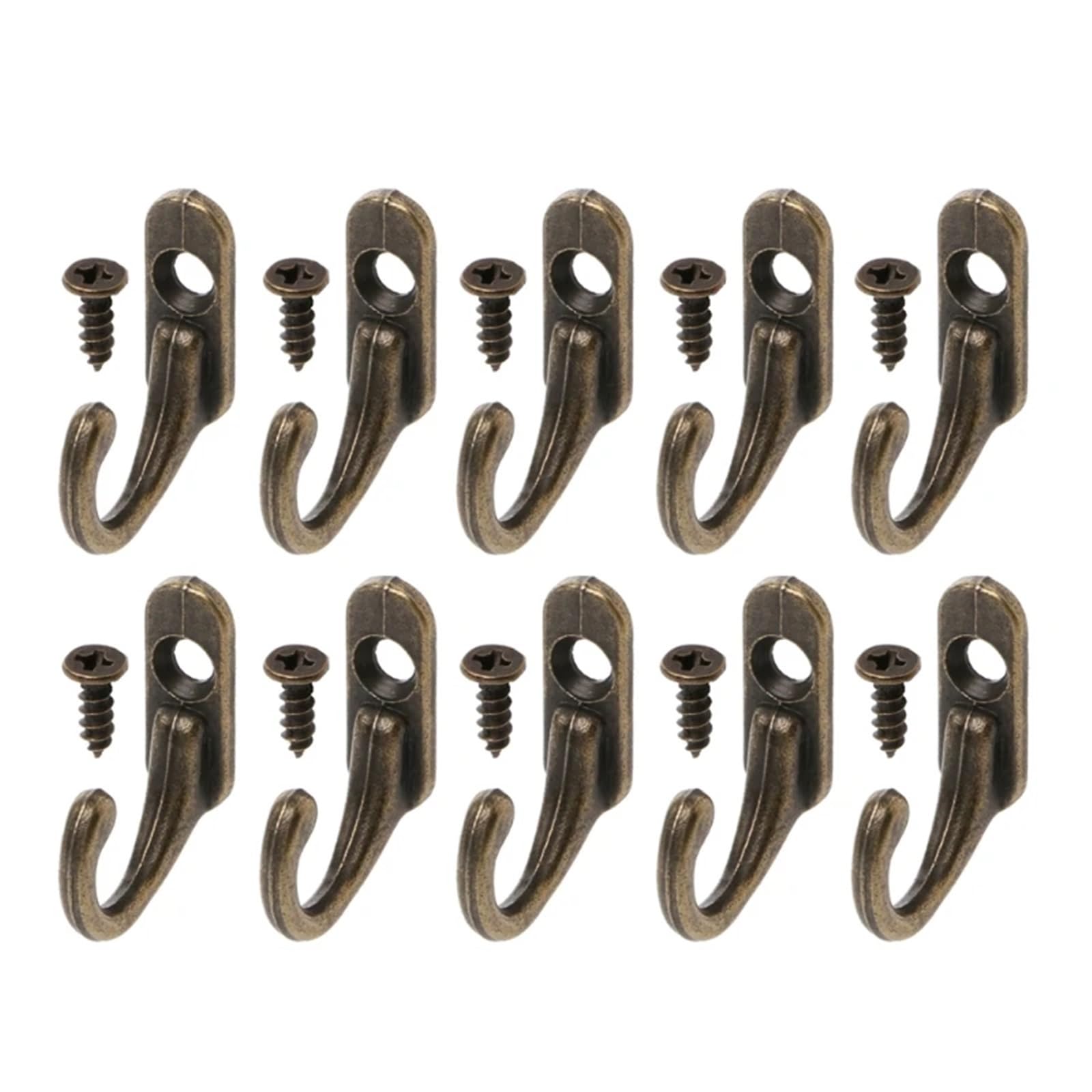 Yusuzh One Color 10Pcs Vintage Bronze Double Coat Hangers Wall Mounted Entryway Hooks With Screws For Mudroom,Closet
