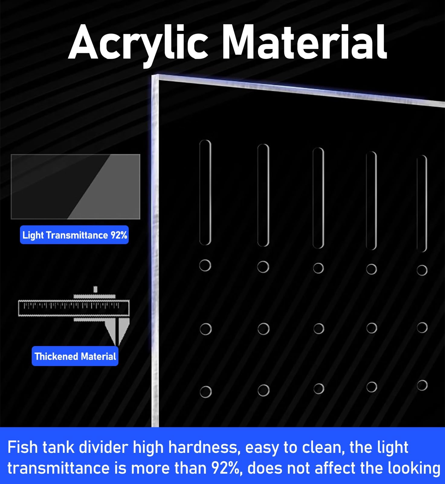 Divisor de Acuario Divisor de pecera transparente grande, divisor de acuario acrílico con ventosa, placa de rejilla de aislamiento para combatir peces enfermos, acuario fácil de doblar y montar(35x65c