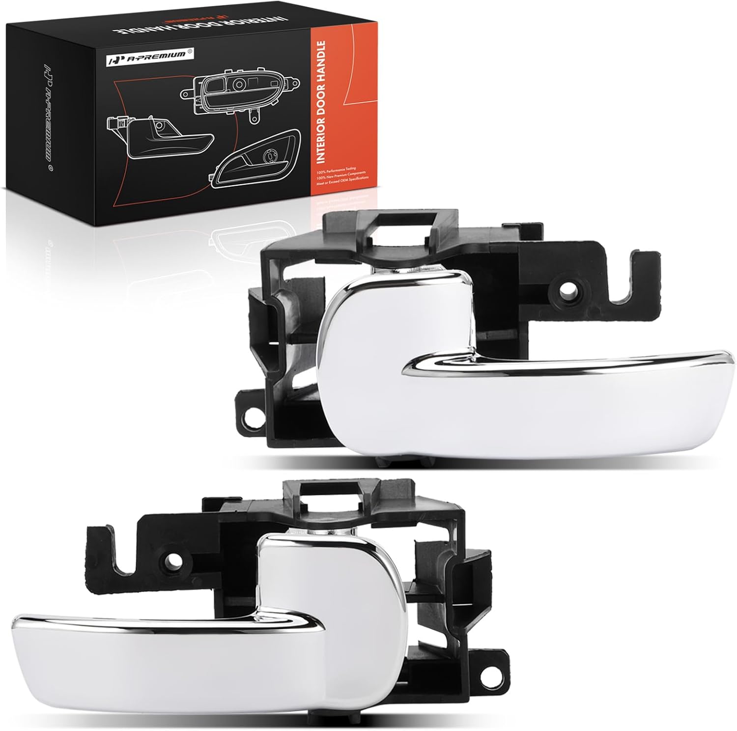 A-Premium Inside Interior Door Handles Compatible with Nissan Pathfinder 2005 2006 2007 2008 2009, Black Housing with Chrome Lever, 2-PC Set, Driver & Passenger Side