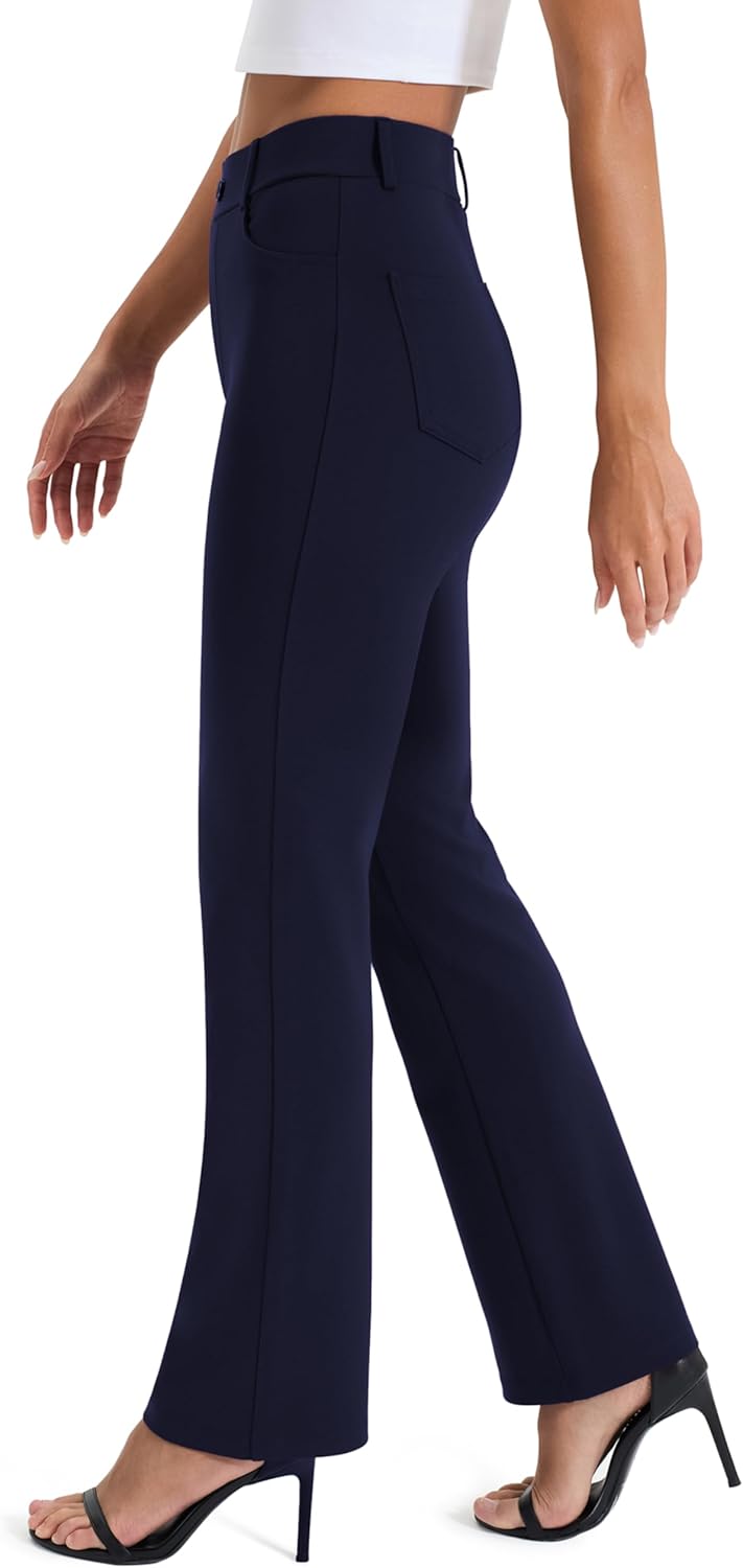 AFITNE Women's Yoga Dress Pants Stretchy Work Slacks Straight Leg Office Casual Pull On Pants 27"/29"/31"/33" - Image 2