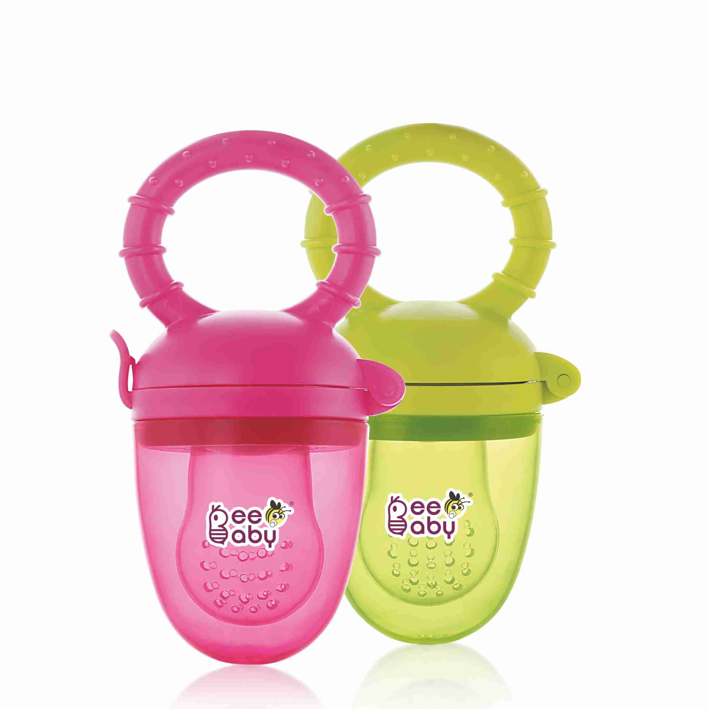 BeeBaby Soft Silicone Nibbler with Extra Mesh for Babies, Baby Fruit & Food Feeder, Anti Choking Fruit Pacifier, Teether for Infant, 100% BPA Free, 3 Months+ (Fruttino - Pink_Green)-image-13