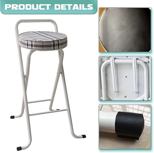 Miniatura 3 de Taburetes plegables para adultos, portátil de 25.629.5 pulgadas, silla compacta con respaldo bajo, silla acolchada para adultos, taburete pequeño