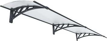 Palram - مظلة Canopia Neo 2700-9 x 3 للنوافذ والأبواب لمدخل الباب، مظلة فناء عالية الجودة من البولي كربونات مع ألواح شفافة، حماية من الأشعة فوق البنفسجية، إطار معدني رمادي حديث، بروز مقاوم للطقس