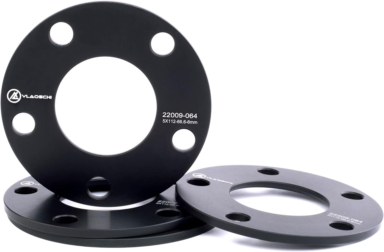 VLAOSCHI Black 5x112 Hubcentric Wheel Spacers (No Lip 66.56mm Bore) 1/4 Inch (6mm) Compatible with Benz BMW-Audi 5 Lug for A4 A5 S5 A6 S6 A7 S7 A8 W210 W212 W219 E350 E500 530i 540i 740i - Pack of 4