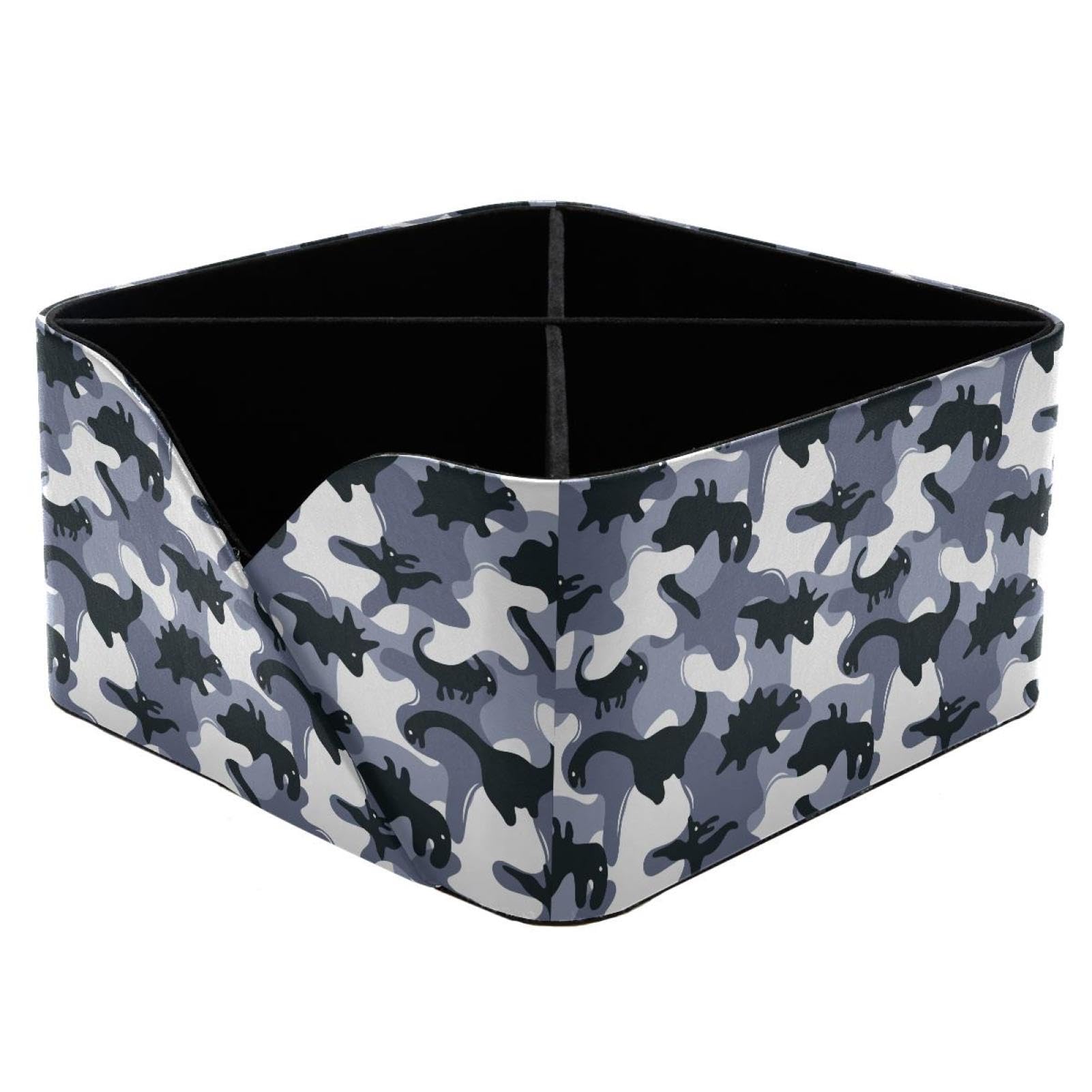 KengjuTesu Camouflage Army Dinosaurs Pattern Desktop Organizer Pen Holder, Rectangular Pencil Cup for Office, Study and Makeup Stations