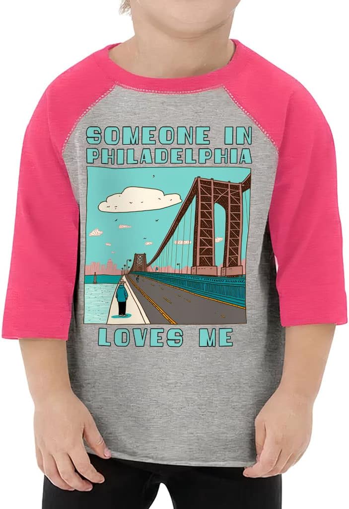 Philadelphia Design Toddler Baseball T-Shirt - Cute 3/4 Sleeve T-Shirt - Illustration Kids' Baseball Tee