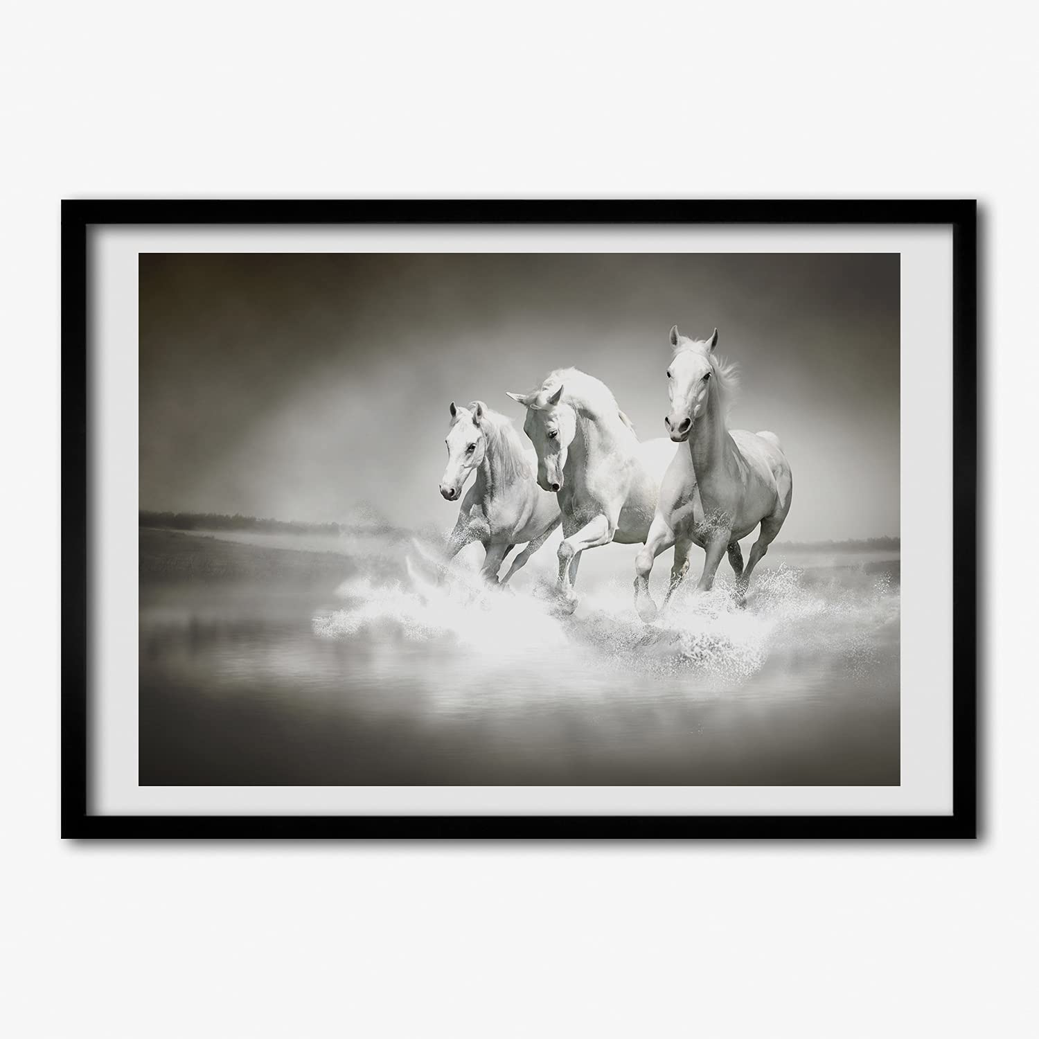 Cadre bois Tulup chevaux blancs 70x50 cm tableau moderne pour mur vide - 6