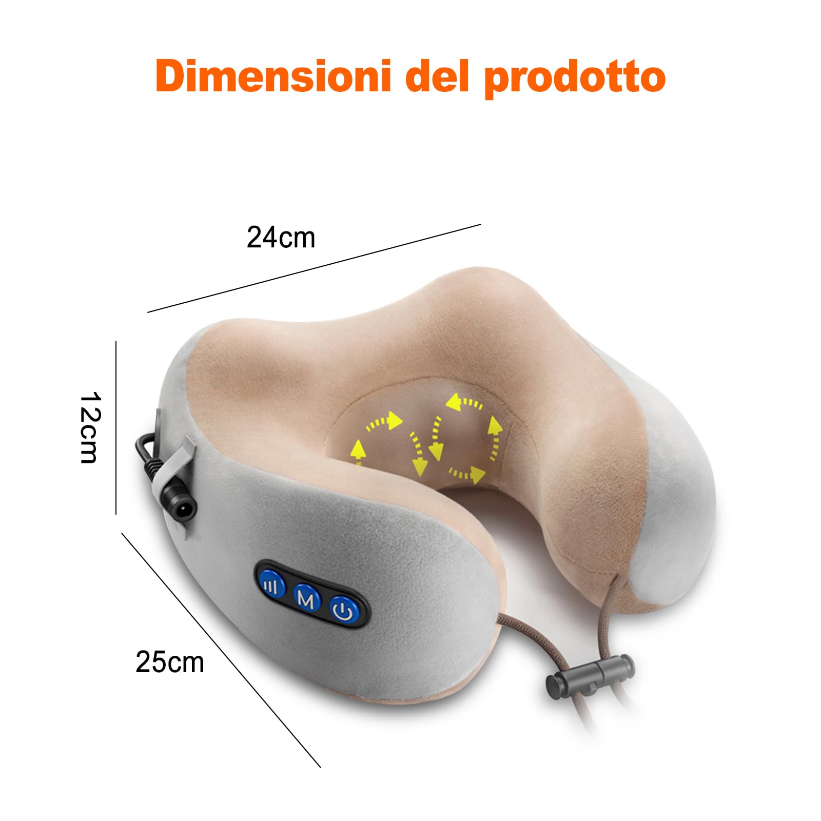 Ergocar Cuscino Per Massaggi Massaggiatore Per Il Collo Massaggiatore Per Cervicale Allevia Il Dolore Muscolare Cuscino Da Massaggio a Forma Di U Per Casa Auto e Ufficio (Marrone)