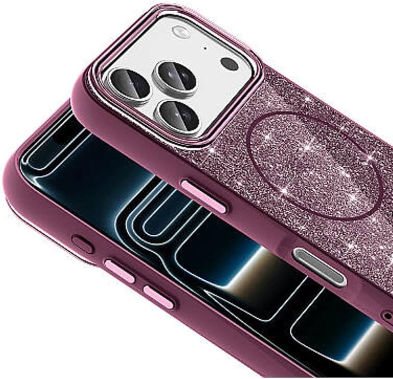 CONSTRAIN Apple iPhone 18 Pro Max ve iPhone 17 Pro Max İçin Kamera Korumalı Simli Parlak Yüzeyli MagSafe İle Uyumlu Telefon Kılıfı Arka Kapak - Bordo