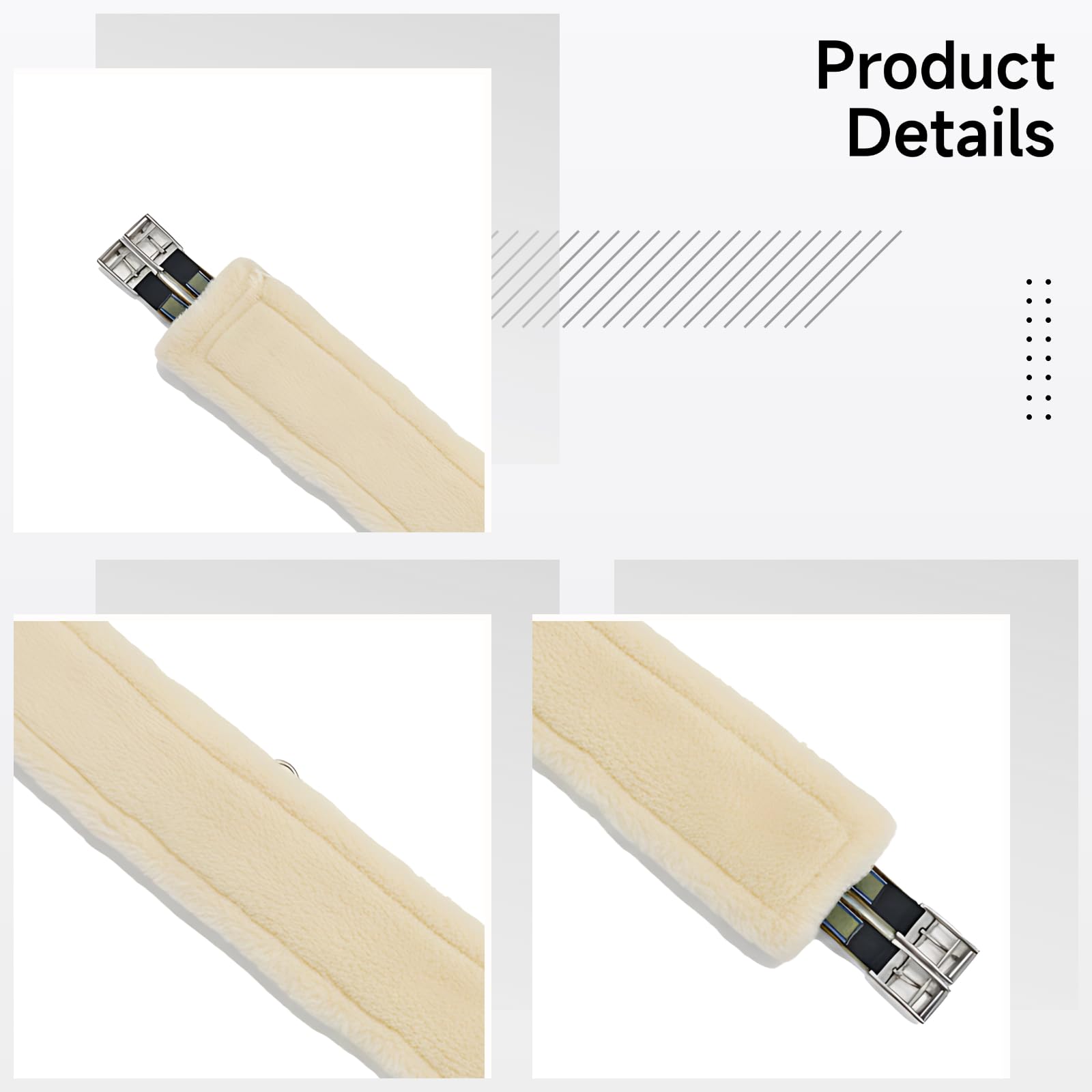 Englischer Sattelgurt, 120 cm, mit Fleece, Anti-Scheuern, atmungsaktiv, leicht, gleichmäßiger Druck, Edelstahl-Schnalle, doppelt elastisch, einfach zu befestigen