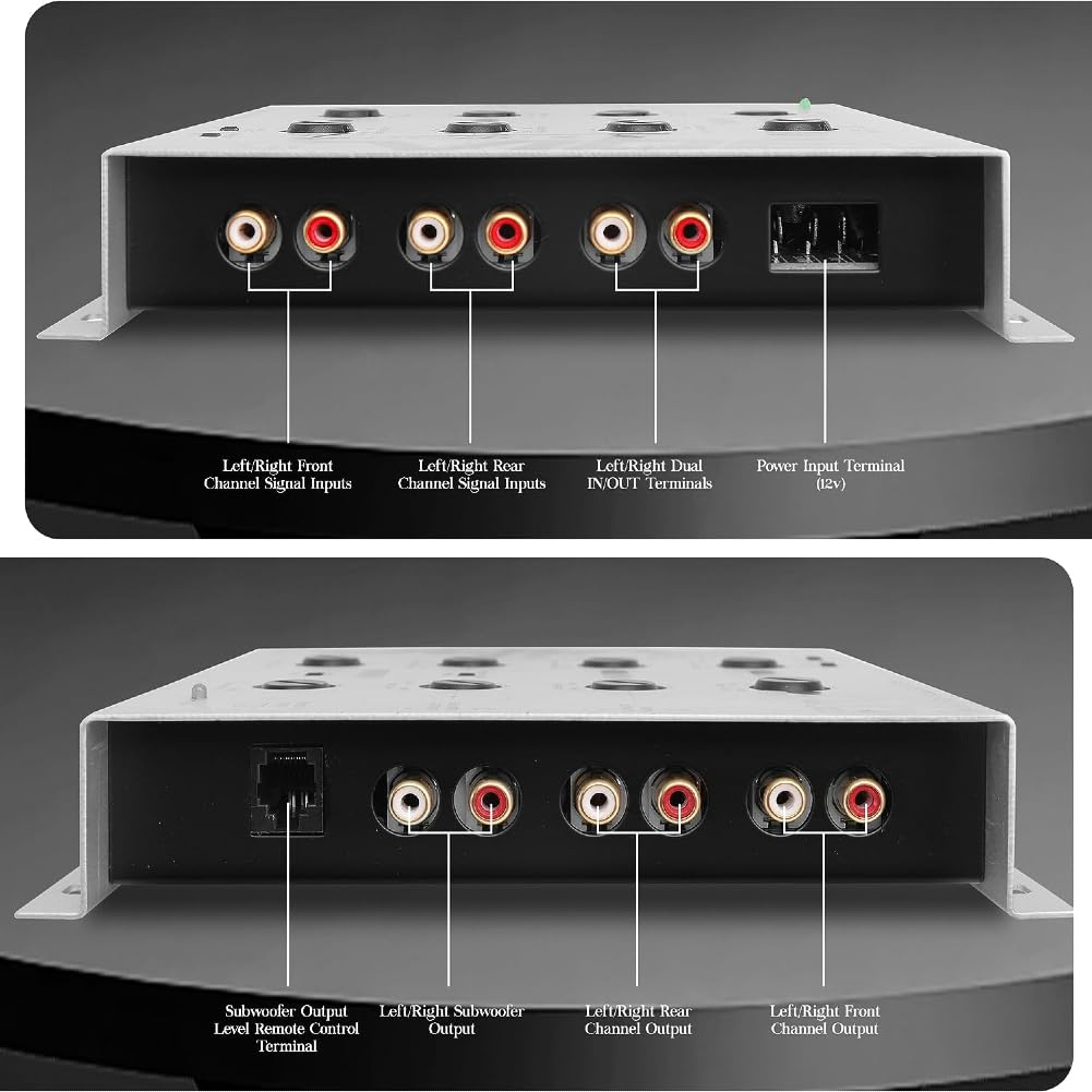 KIT Set pour LANZAR VIBEX6 1 égaliseur électronique Crossover 3 Voies 3 Sorties Avant/arrière/subwoofer avec télécommande subwoofer Inclus, 1 pièce