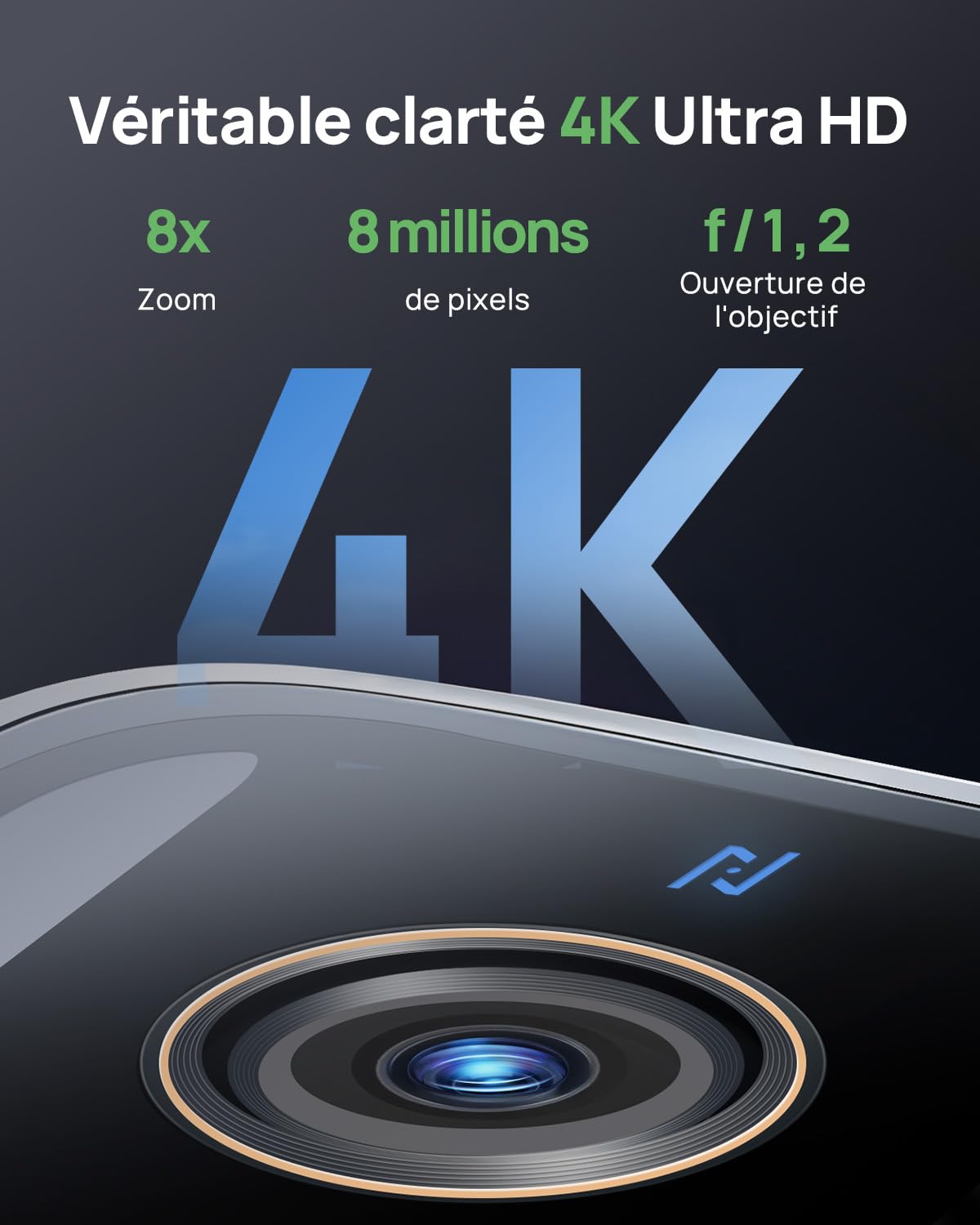 Anona Aurora 4K(8MP) Caméra Surveillance WiFi Exterieure sans Fil Solaire | Vision Nocturne Couleur, Sirène Alarme, Enregistrement AOV 24/7, Détection IA, 32 Go Local Sans abonnement, 2.4GHz, IP67