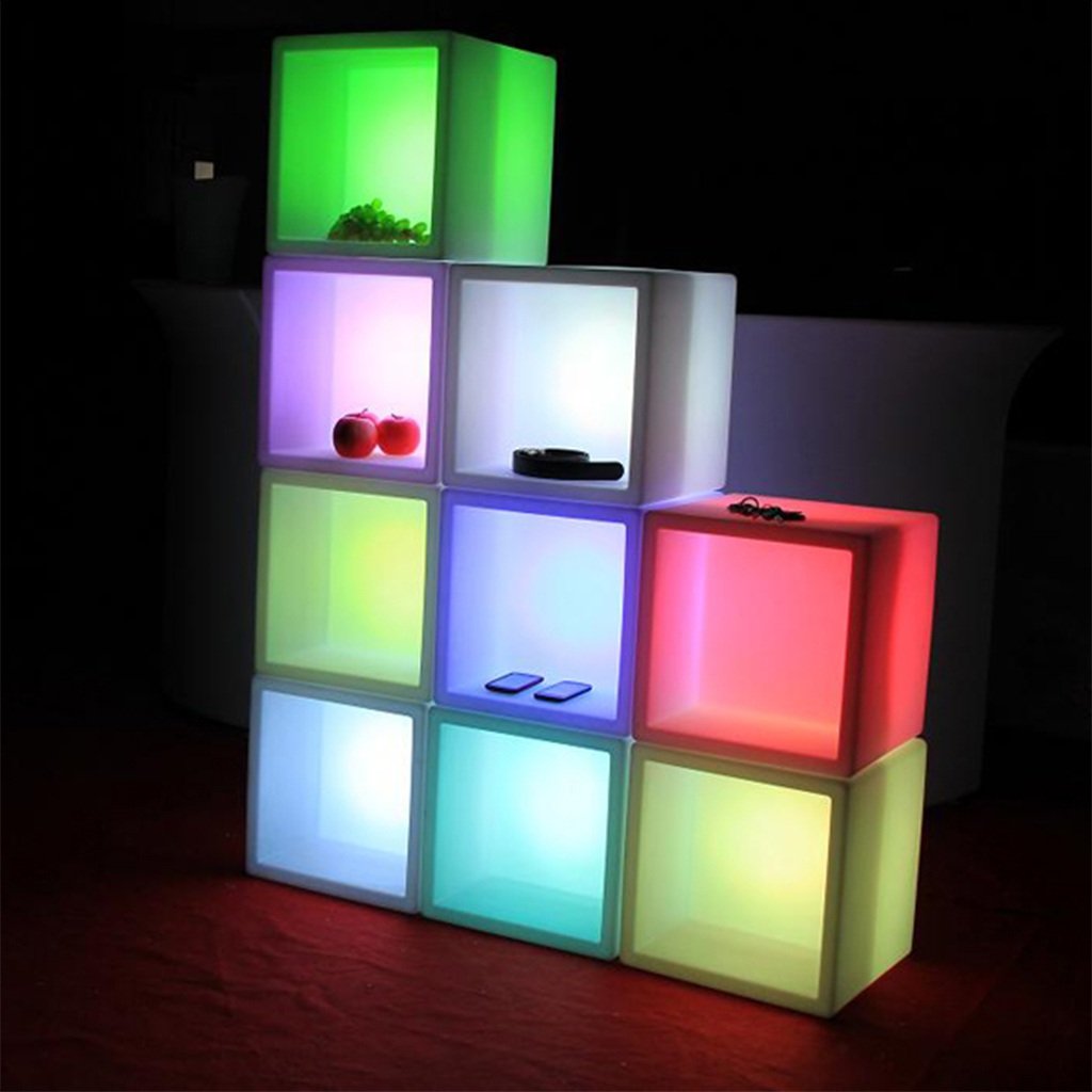 Cuadrado Cubeta de Hielo dieciséis Color Cambiando LED Impermeable El plastico Recargable con Remoto para Casa Fiestas Bar, 10 litros