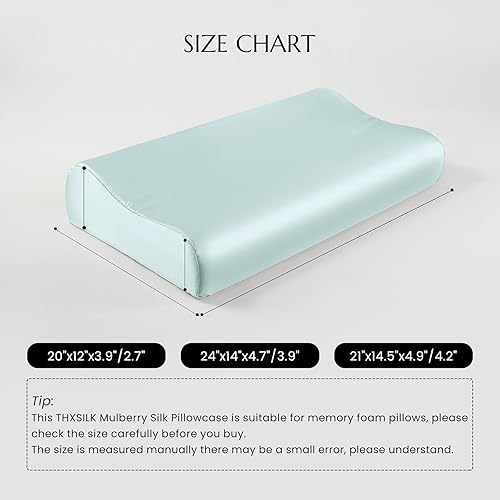 Miniatura 7 de THXSILK 19 Momme - Funda de almohada 100% seda de morera para almohada de espuma viscoelástica de contorno, funda de almohada de contorno, funda de
