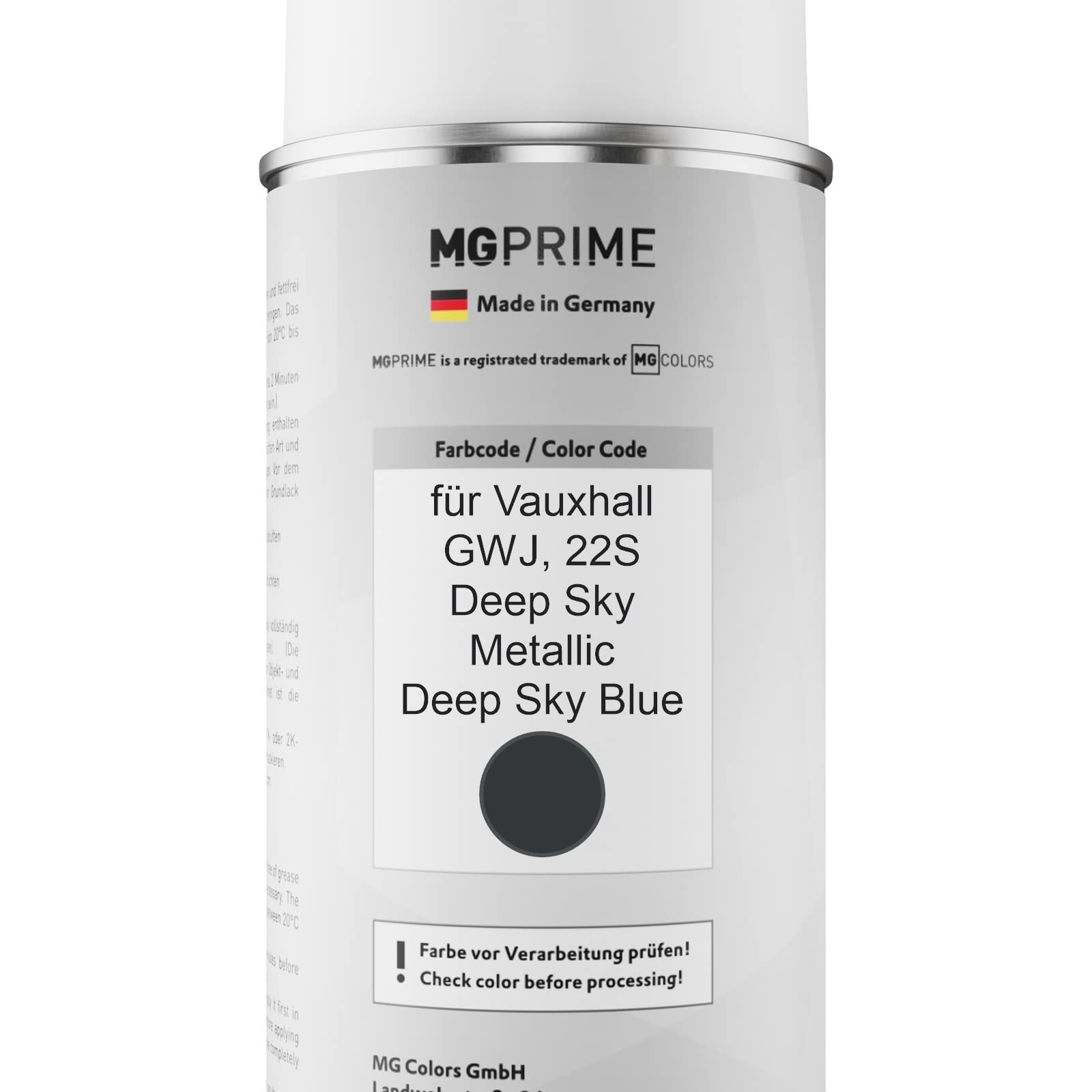 MG PRIME Lakier samochodowy w sprayu do Vauxhall GWJ / 22S Deep Sky Me. +2K
