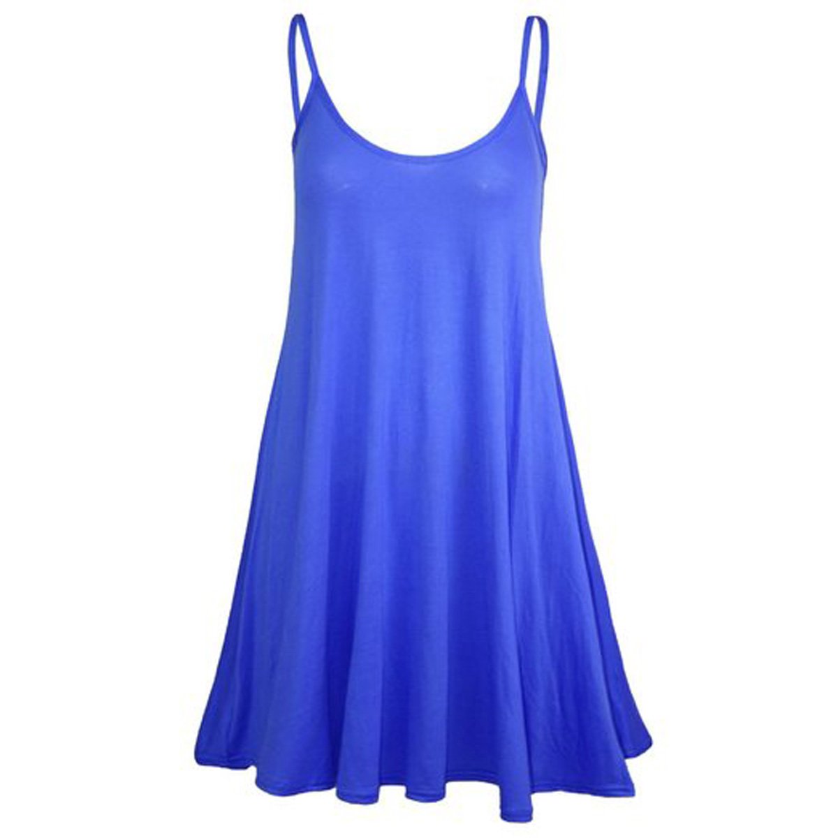 GirlzWalk ® Ladies Women Plain Cami Sleeveless Flared Swing Dress Royal Blue