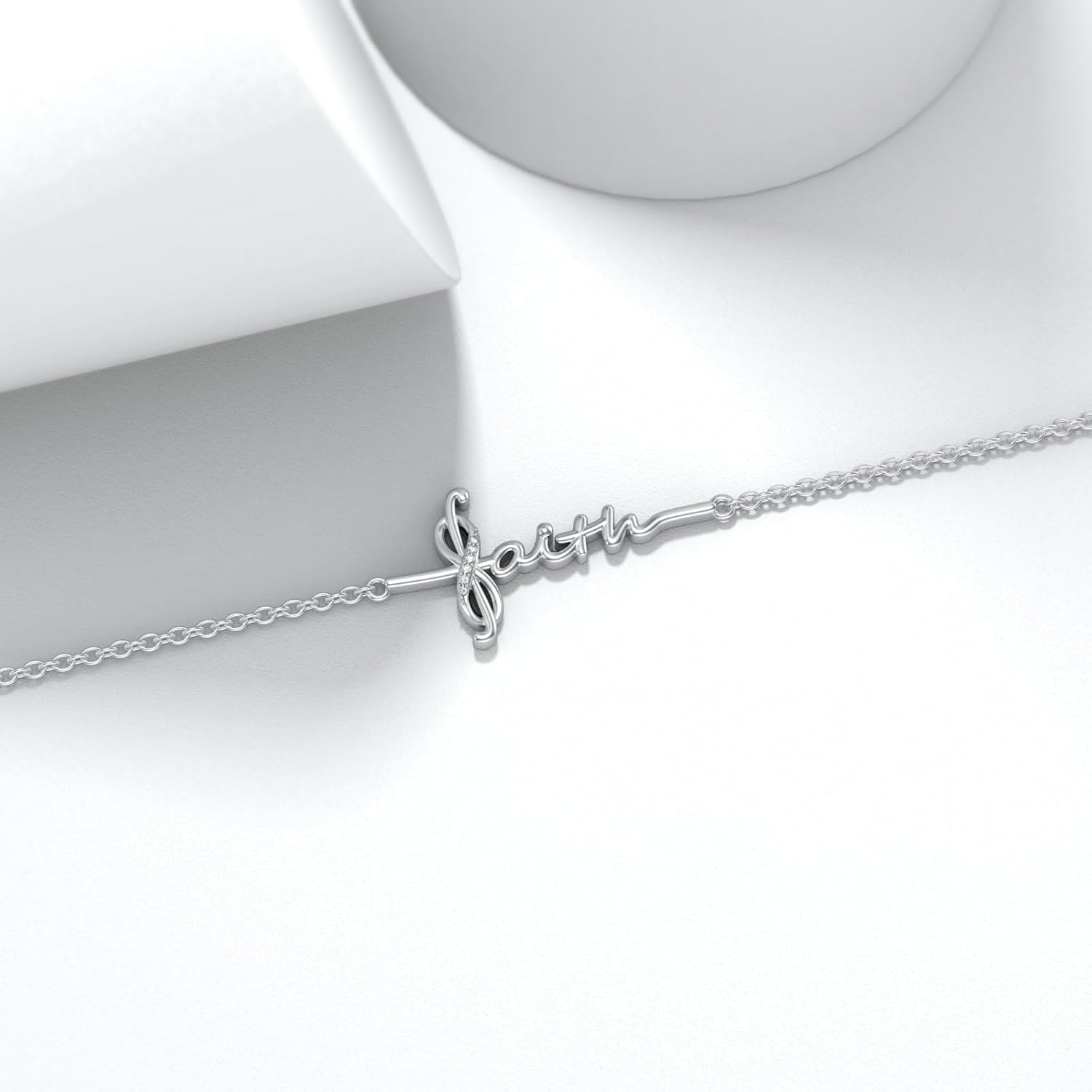 Diamond Faith Cross Bracelet for Women 925 Sterling Silver Lab Grown Diamonds Jewelry Gifts for Mom Wife Girlfriend Daughter Sister Friend - Image 3