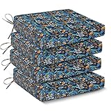 IPYNBAP Outdoor Chair Cushions Set of 4,Waterproof Outdoor Seat Cushions for Patio Furniture,Patio Chair Cushion with Handle and Ties, Out Door Chair Pads,19' x 19' x 3', Black Nightingale