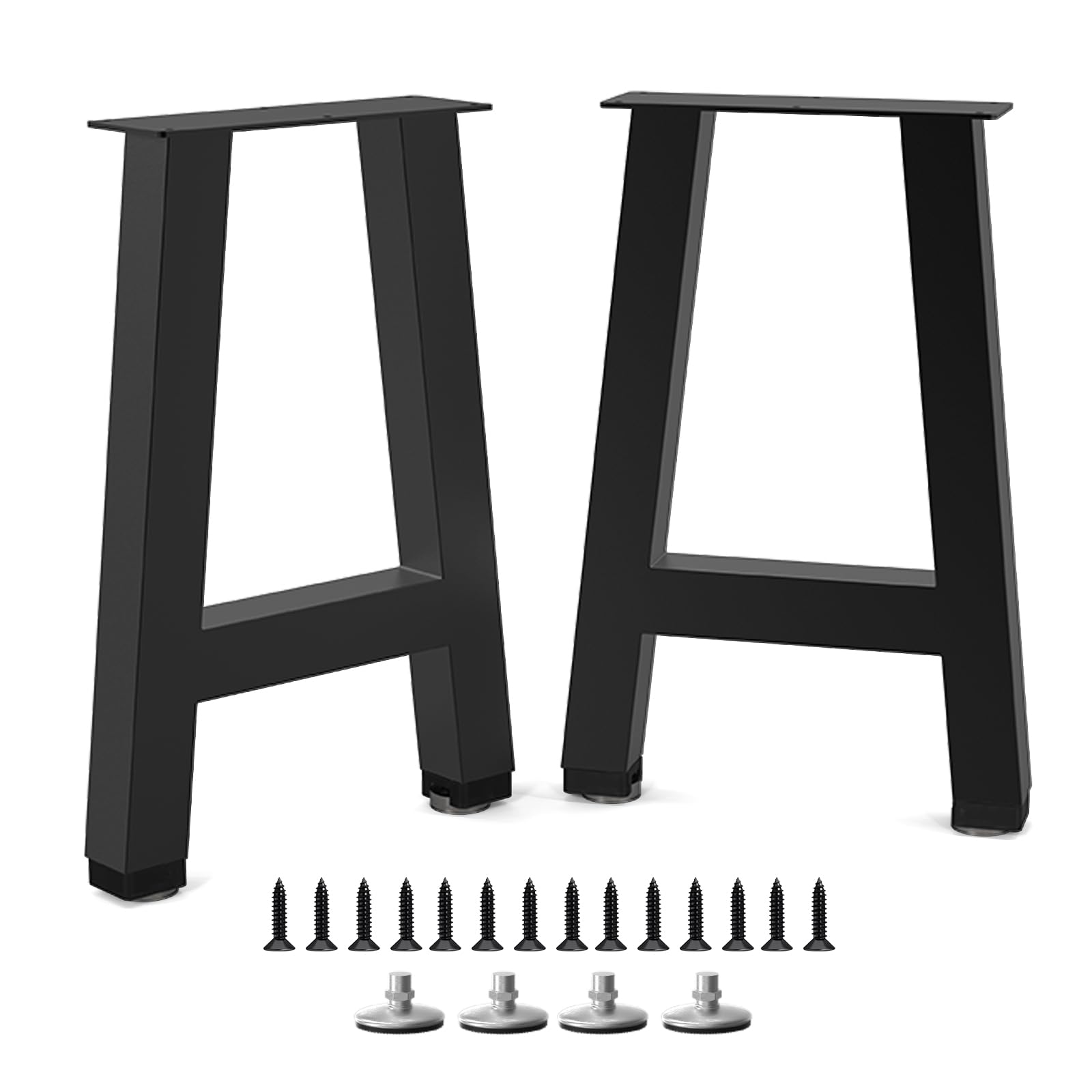 SNYXXOZ Table Legs 16”H x 11”W Heavy Duty Metal Furniture Legs H-Shape for Dining Table Kitchen Table Office Desk Table Base Replacement with Adjustable Feet Pads Screws 800 LBS Load Black Set of 2