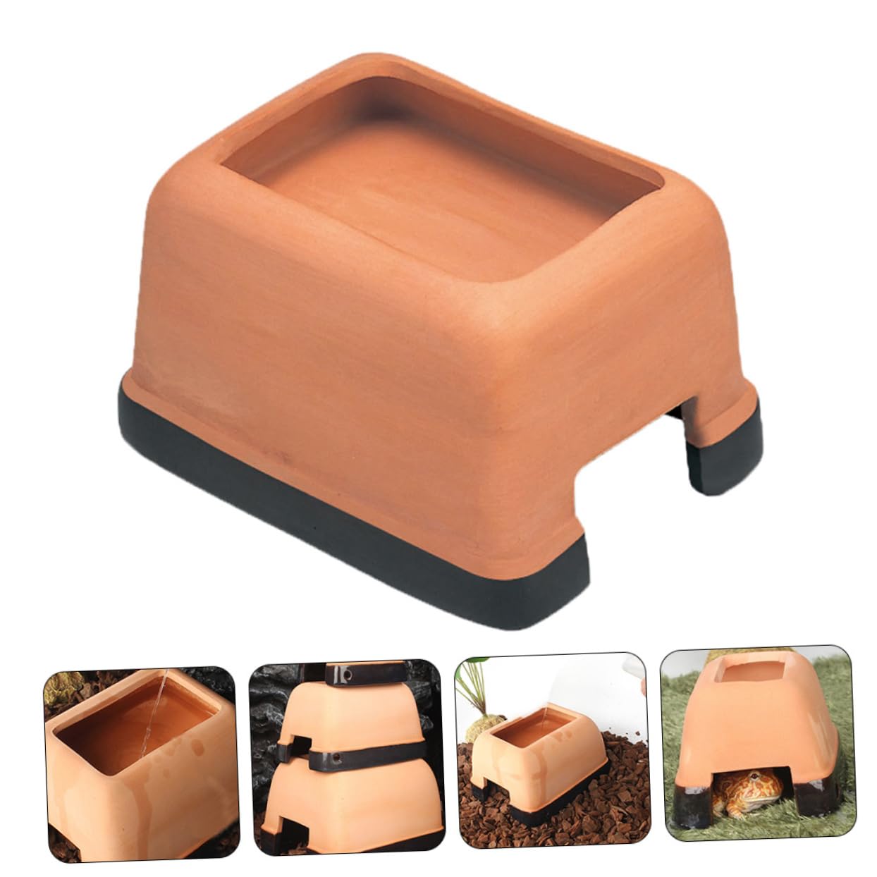 Caverna Umidificante Per Rettili Ceramica Rifugio Simulato Per Lucertole e Tartarughe Decorazione Terrario Resistente e Salubre Per Animali Striscianti