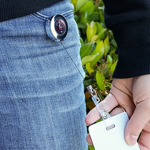 Graphics & More BADGEHOLDER.CHROME.PS.Z000209 Treble Clef On Music Notes Retractable Reel Chrome Badge Id Card Holder Clip thumb #2
