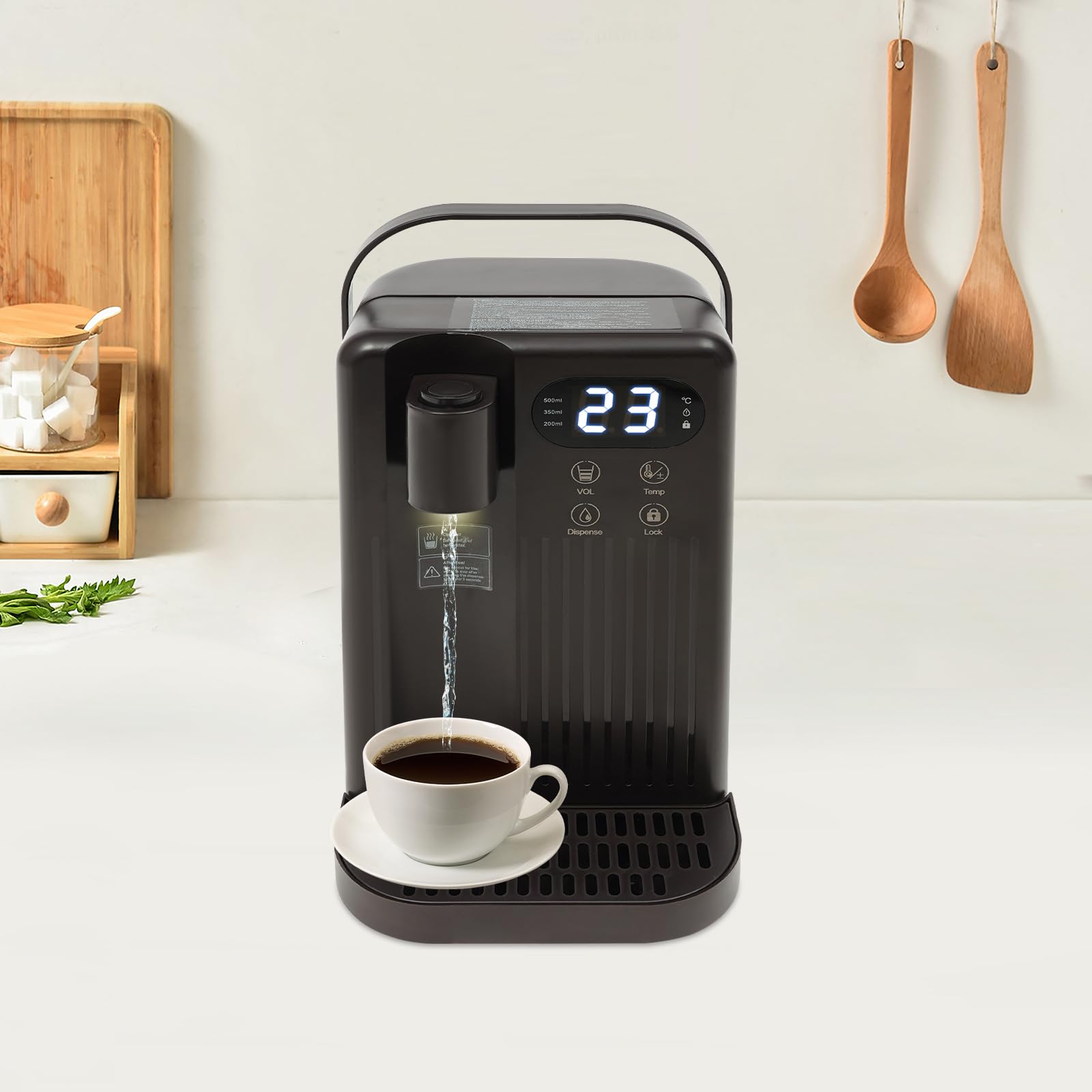 3L Heißwasserspender, Wasserdispenser mit Filter, Tisch Tlektrische Wasserversorgung, 25-99℃ Instant Warmwasser für Küche und Büro, schwarz