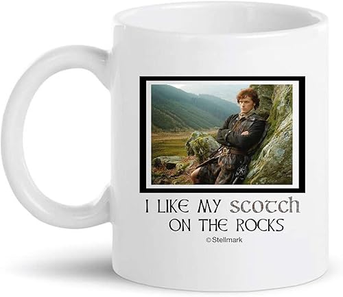 BALOR Taza de café con texto en inglés "I Like My Scotch On The Rocks", regalo para amigos, compañeros de trabajo, mamá o papá (blanco 11 onzas,