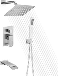 SUMERAIN Brushed Nickel Pressure Balanced Shower System with Waterfall Tub Spout, Tub Shower Faucet