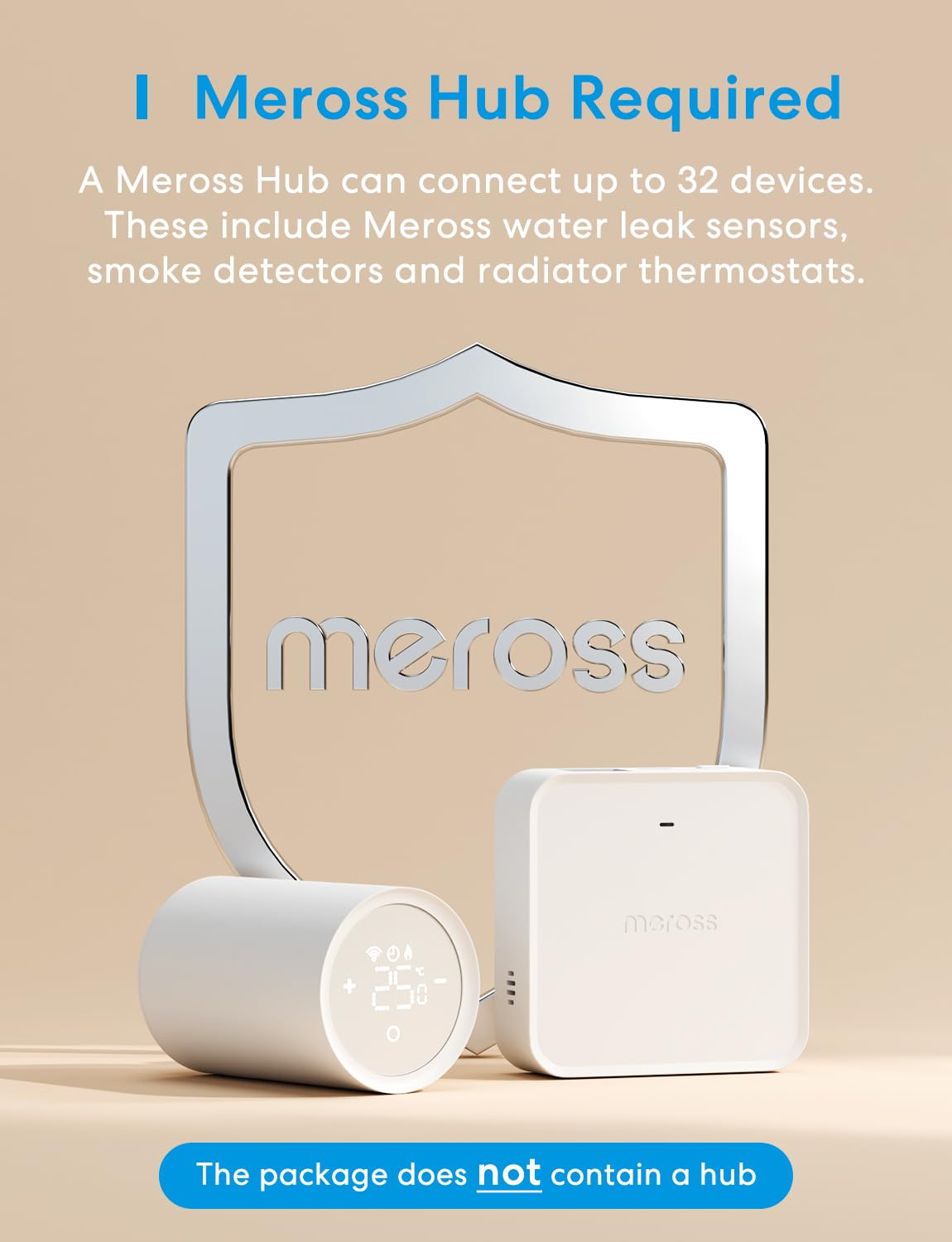 Meross Matter Heizkörperthermostat WLAN Heizungsthermostat benötigt extra Hub Smart Thermostat WLAN Funk Thermostat Kompatibel mit HomeKit, Alexa und Google Assistant