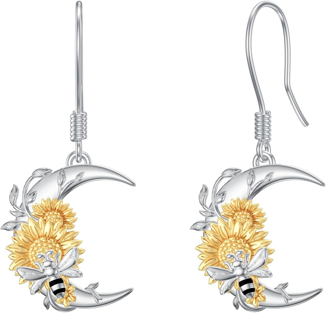 PROESS Father Daughter/Cow/Bee Sunflower Earrings for Women 925 Sterling Silver Drop Dangle Animal Earrings Jewelry Gifts