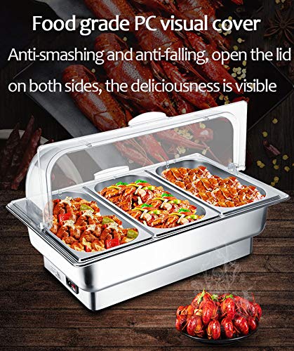 Chafing Dish 9L, Speisenwärmer Warmhaltebehälter Elektrisch, Buffetwärmer Edelstahl für Buffets, Bankette, Hauspartys… – Bild 6