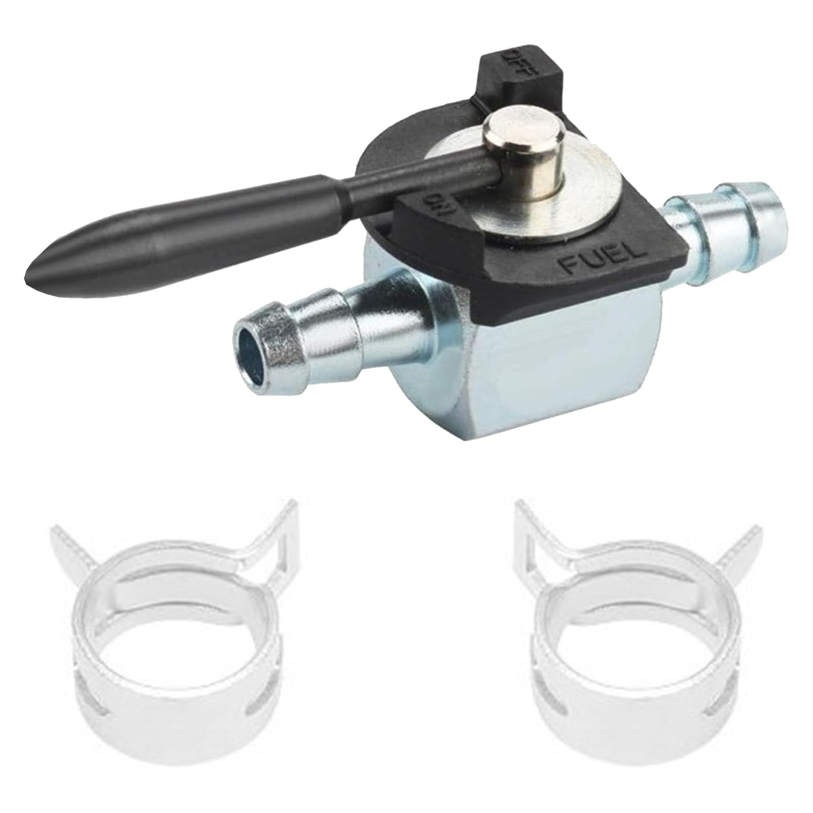 HDOYTXXM 1 / 4Inch Inlines Fuels Shutoff Valves with 12 Hose Clamps for Dieseled Petrol Systems Sturdy Copper Construction Metal Fuels Shut Off Valves with Hose Clamps