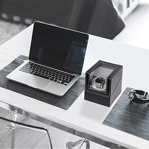 Miniatura 7 de AOKELILY Bobinador automático de un solo reloj, en carcasa de madera y cuero negrofibra de carbono, motor japonés