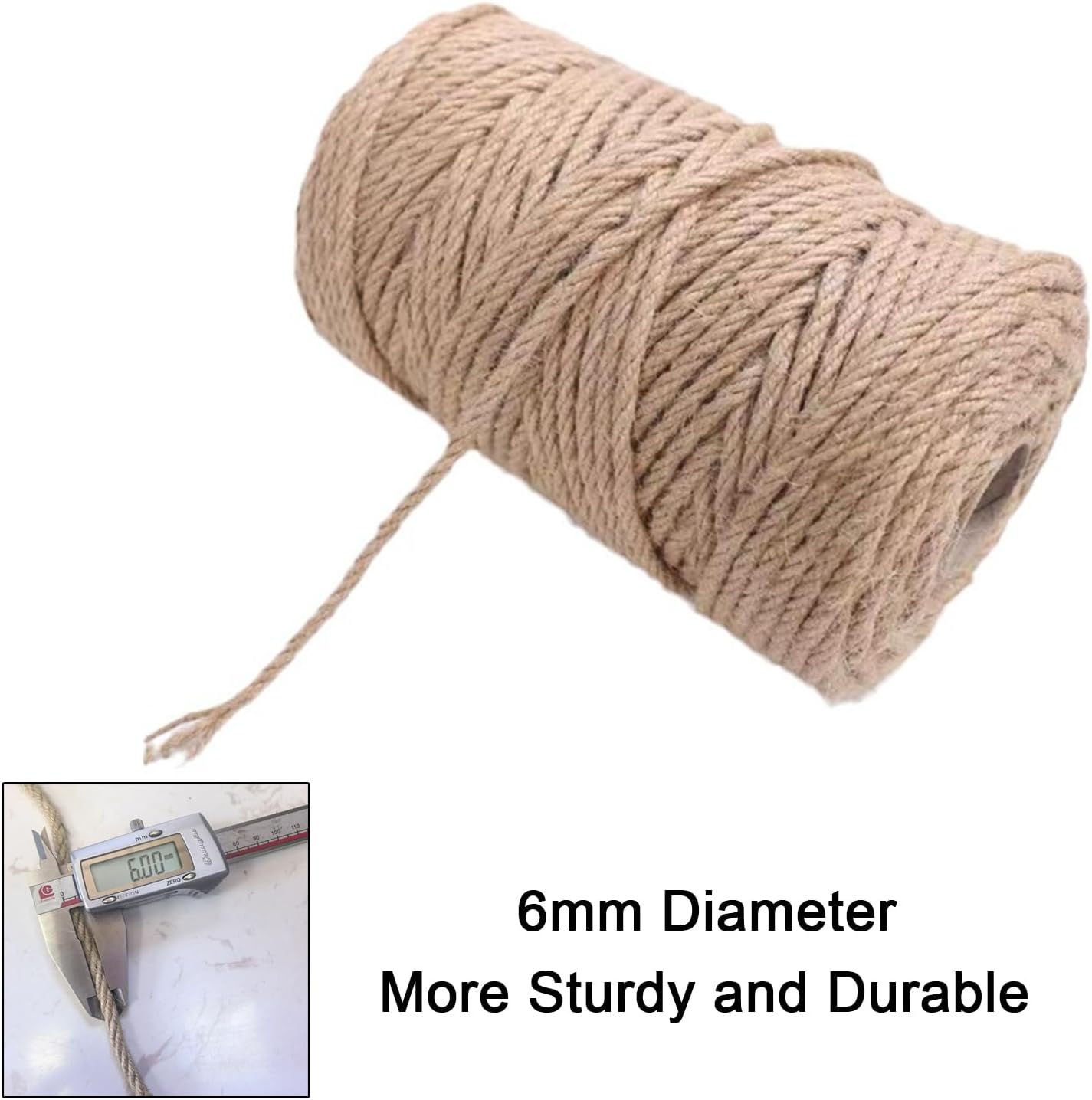 Natural Sisal Rope for Replacing and Repairing Cat Scratching Post Tree Tower, 1/4 inch (6mm) Diameter 328FT Sisal Rope for Replacement and Repairing or DIY Scratcher