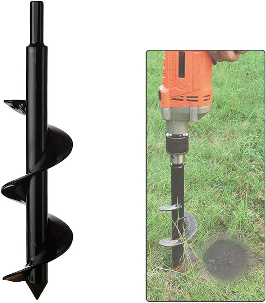 Garden Drill Digger, Soil Cultivator Drill Bit, Hex Shank Rust-Proof Steel, Flower Bulb Planters Auger for Digging Holes Deep Cultivating, DIY Tool for Planting Trees Shrubs (Dia:8cm L:30cm)