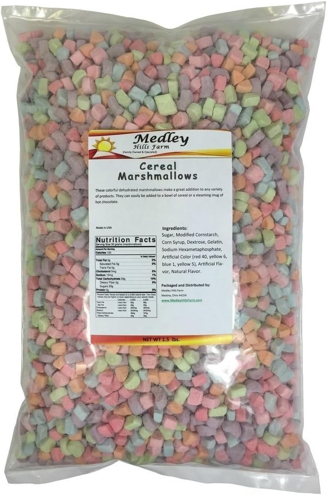 Medley Hills Farm Assorted Dehydrated Marshmallow Bits Cereal Charms Marshmallows 1.5 lbs by Medley Hills Farm