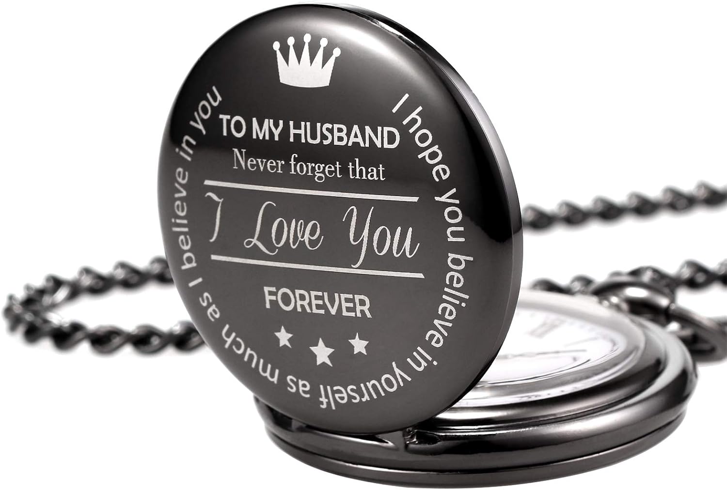 TREEWETO Pocket Watch Valentines for Husband Gifts for Men Engraved Pocket Watches