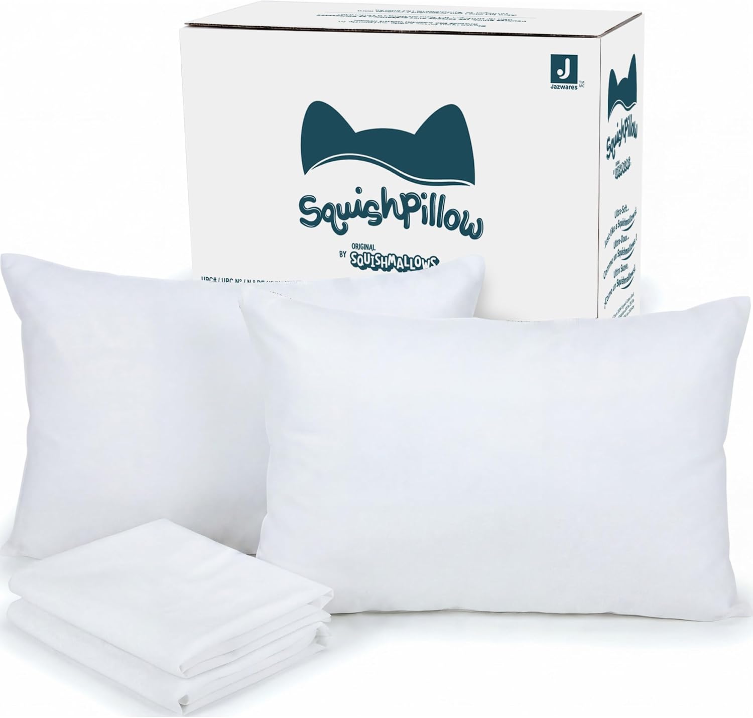 SquishPillow by Original Squishmallows - Standard Size Bed Pillow 2-Pack (Medium Density) - Pillowcases Included