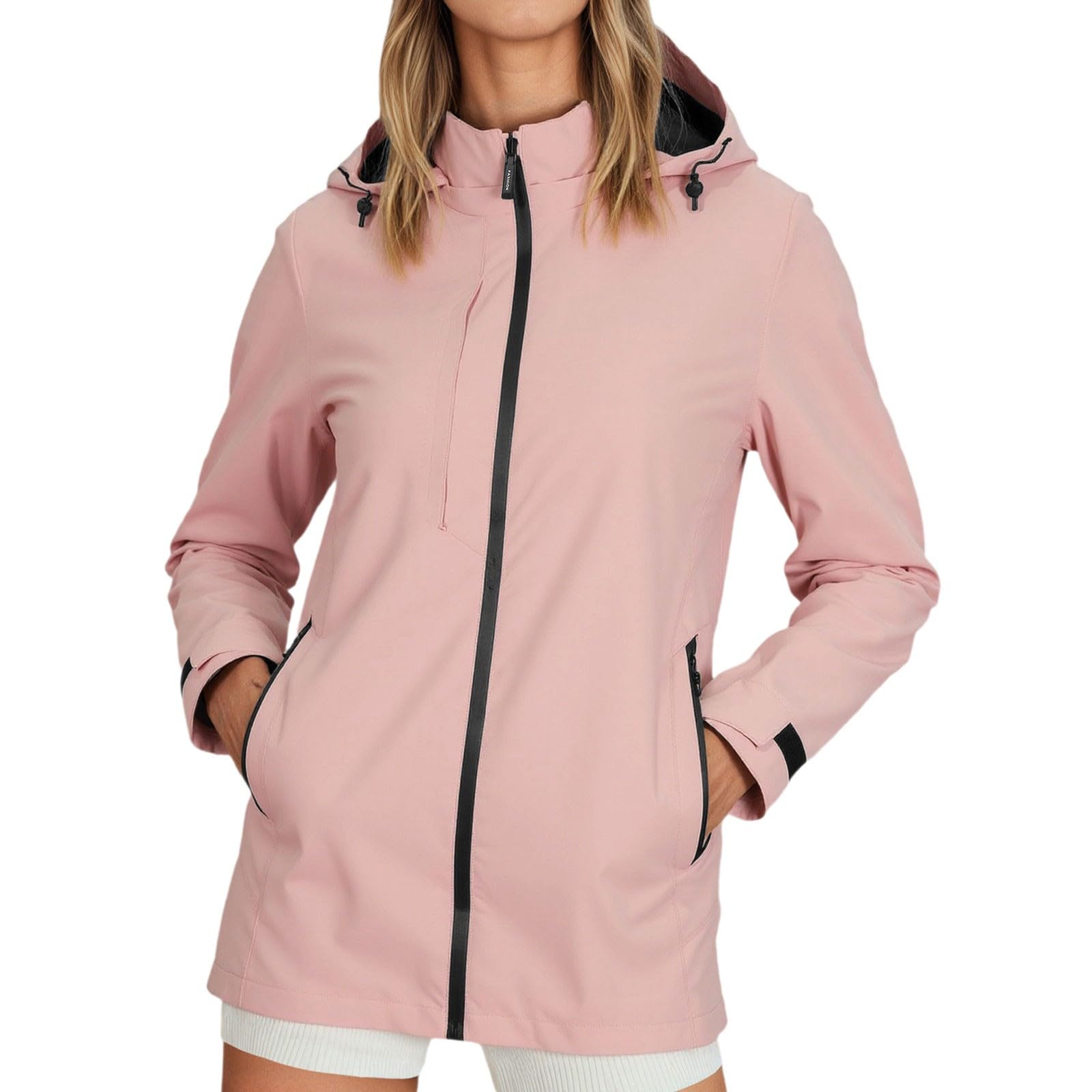 Generisch Chaqueta de invierno para mujer, ligera, resistente al viento, para mujer, senderismo al aire libre, abrigo con capucha, abrigo informal de primavera y otoño, cortavientos estampado para