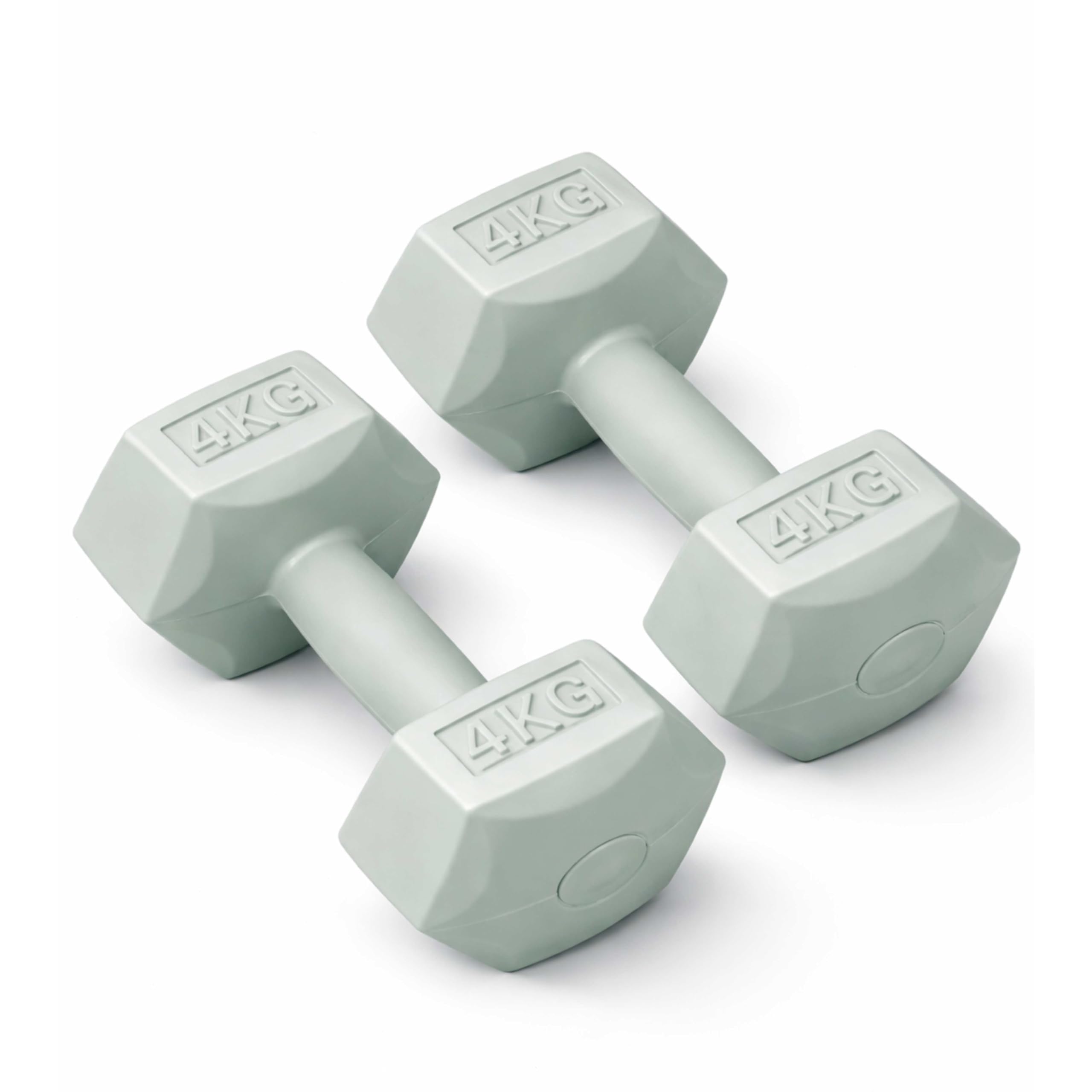 ADEPTNA Dumbbells Set (Pair) 2 Pack Hex Weights Hand Dumbbells for Home Workout, Strength Training, Fitness, Gym, Yoga & Toning Non-Slip Grip (Grey, 4KG)