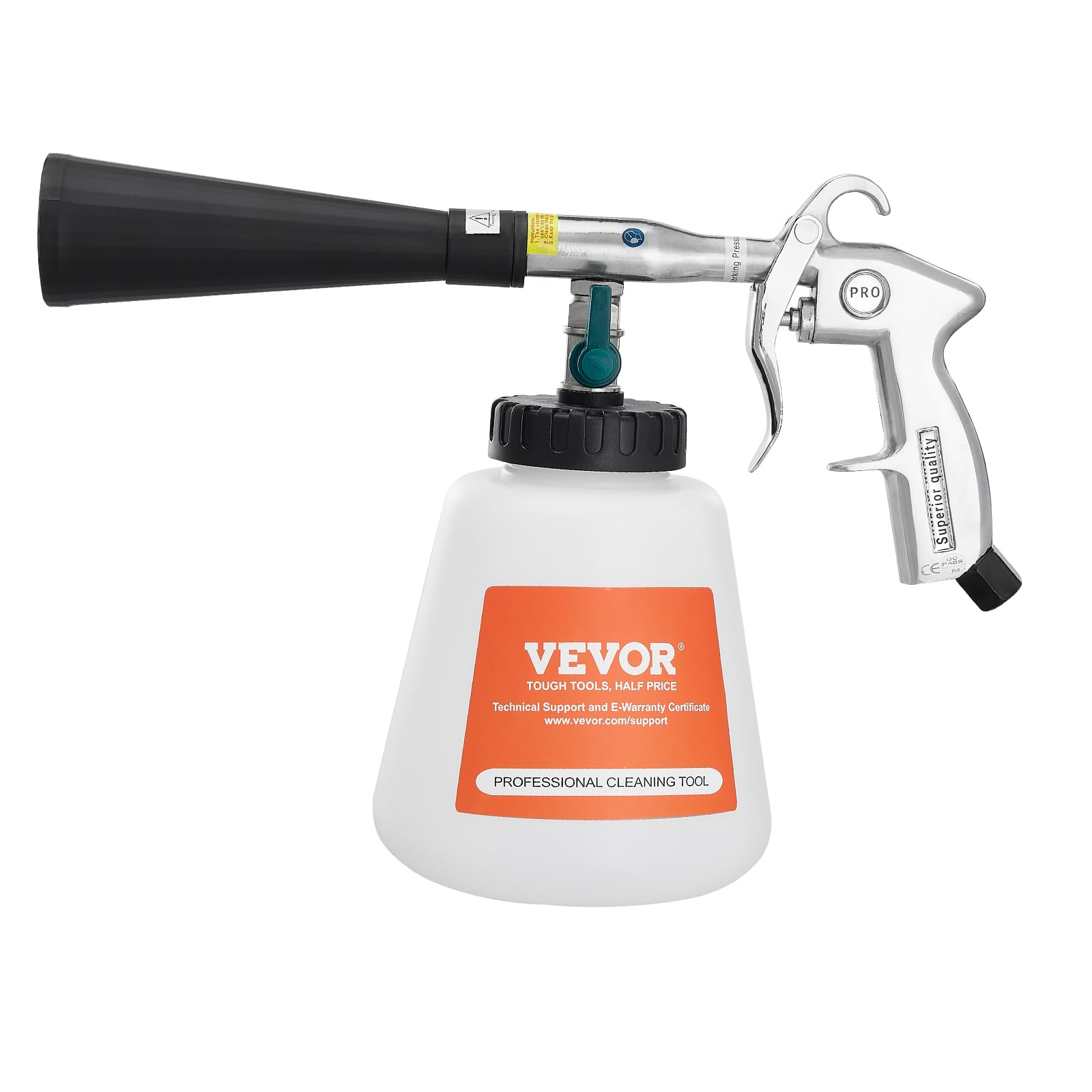 VEVOR Pistola de Limpieza para Automóviles, 80-160 PSI, con 2 Boquillas y Botella de Líquido 1 L, Elimina la Suciedad y el Polvo de la Superficie, para Compresor de Aire NPT, 315 x 225 x 130 mm