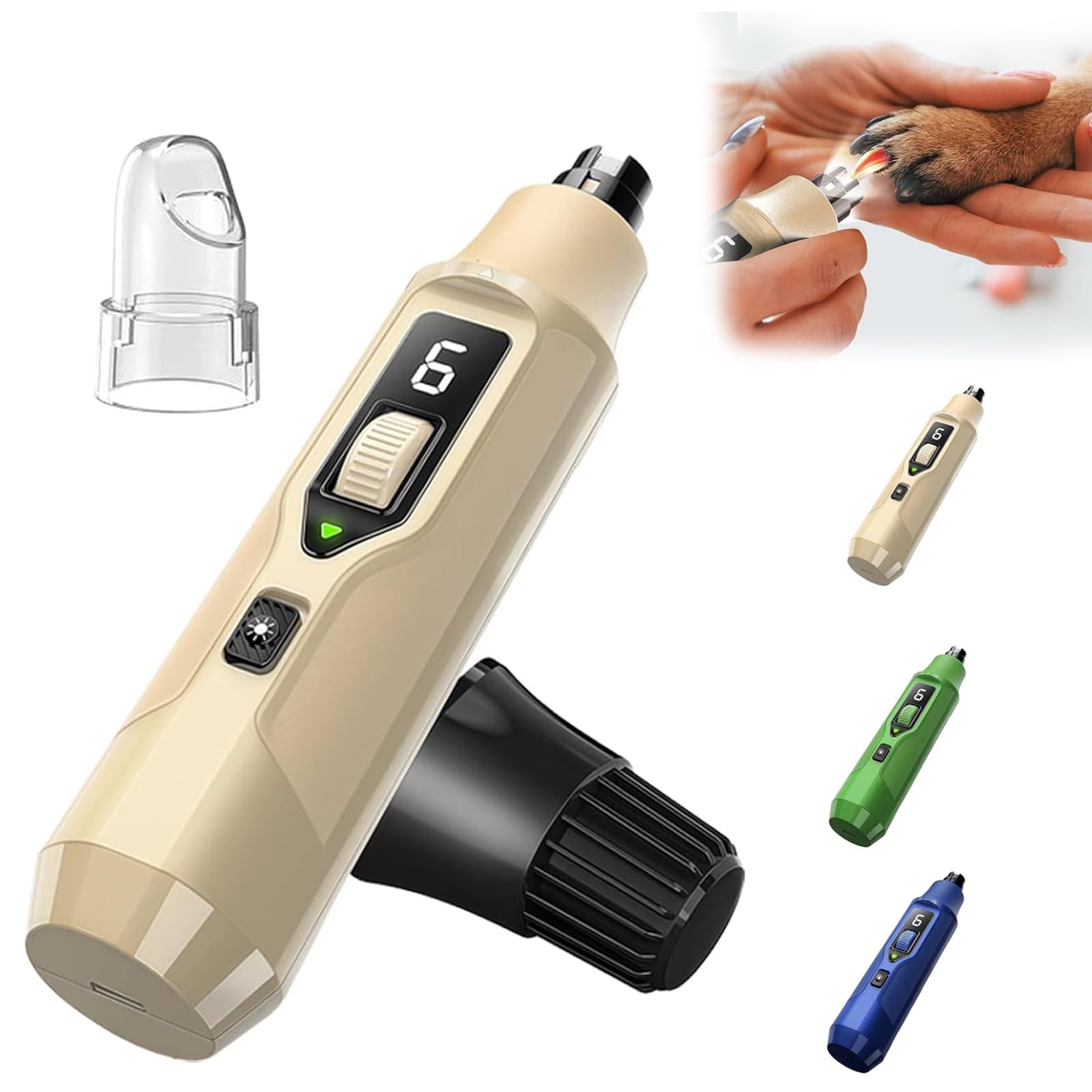 YipuVR Silent Groom Pro Nail Grinder, Dog Nails Grinder With 7 Adjustable Speeds, Silent Dog Nail Trimmer with Led Light & Dust Collector, USB Charging, for Dogs, Cats, Small Animals, Birds