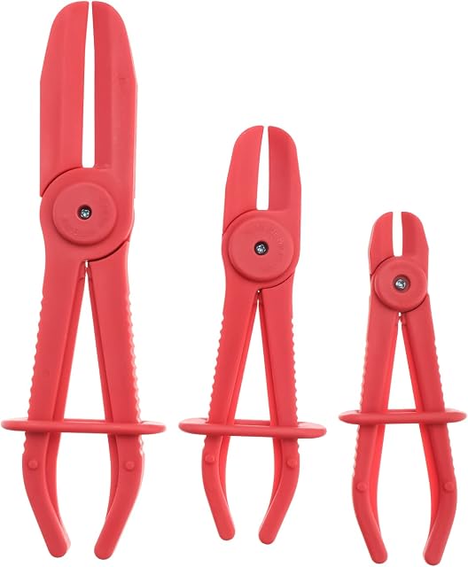 BOOMSTART 3pcs Hose Clamp Plier Set, Professional Hose Pinch Off Pliers, Lockable & Hands Free Hose Clamp Pliers, Lightweight Nylon Hose Clamp Pliers for Flexible Hoses Fuel Hoses, Red