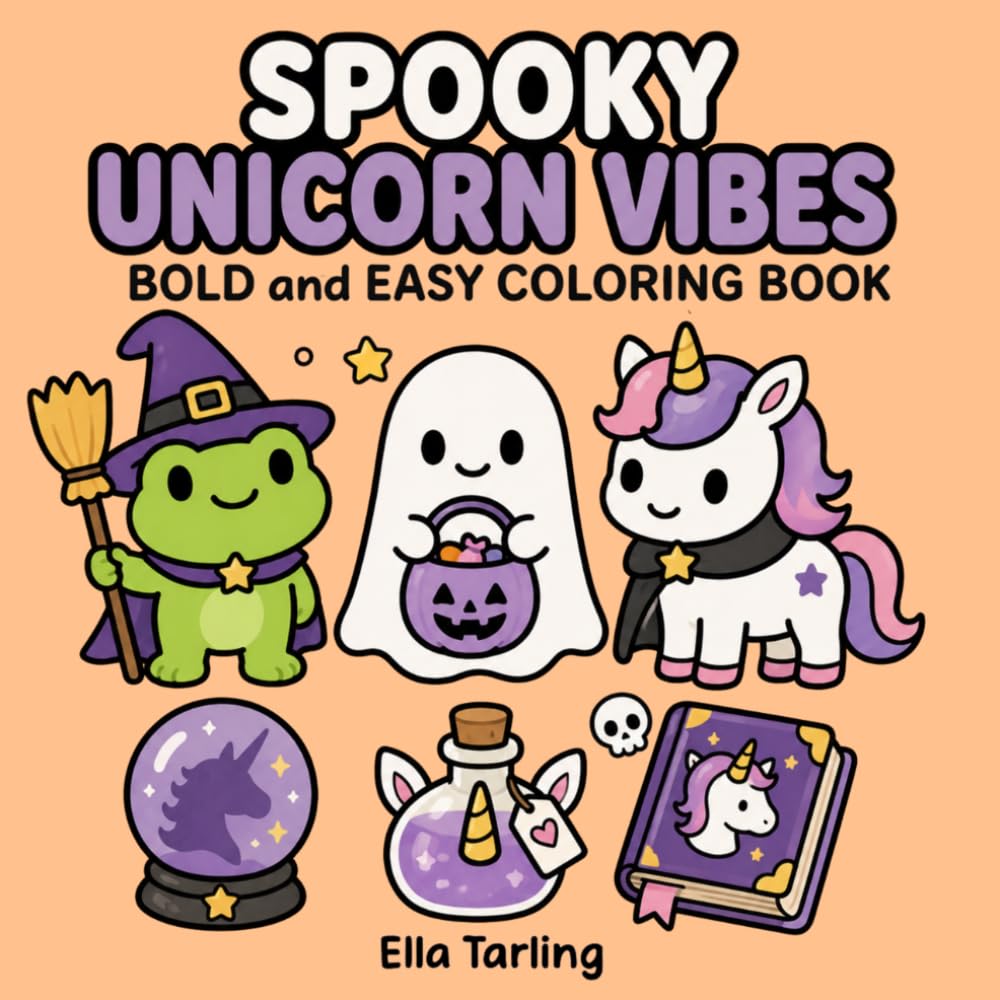 Spooky Unicorn Vibes Coloring Book: Fun and Easy Cute Spooky Coloring Pages with Magical Cozy Energy (Cozy Animal Coloring Series)