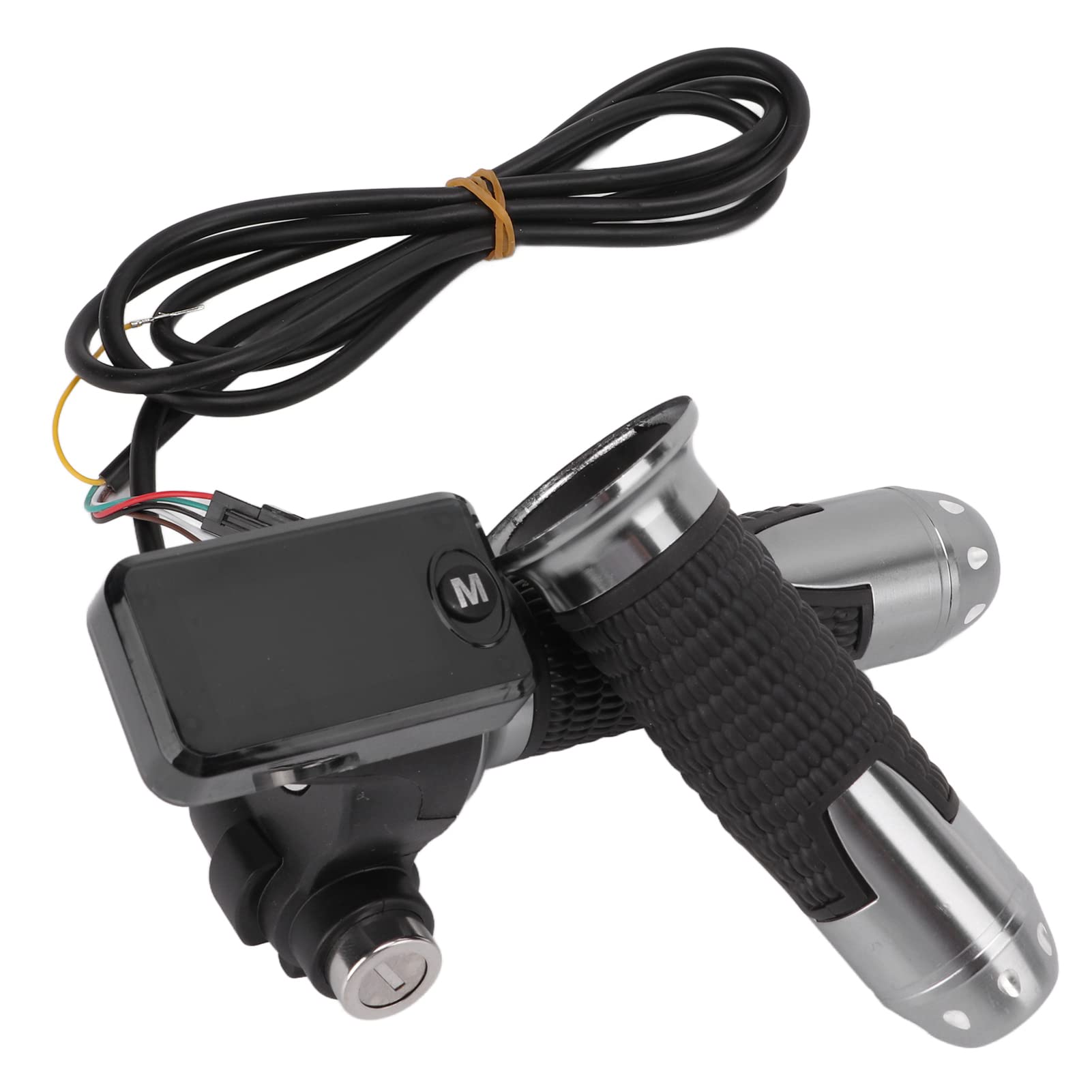 Poignée d'accélérateur électrique à Deux Roues, écran LCD, poignée d'accélérateur de Torsion avec câble et Frappe à clé, Corps en Plastique ABS, Accessoire de Guidon en Aluminium