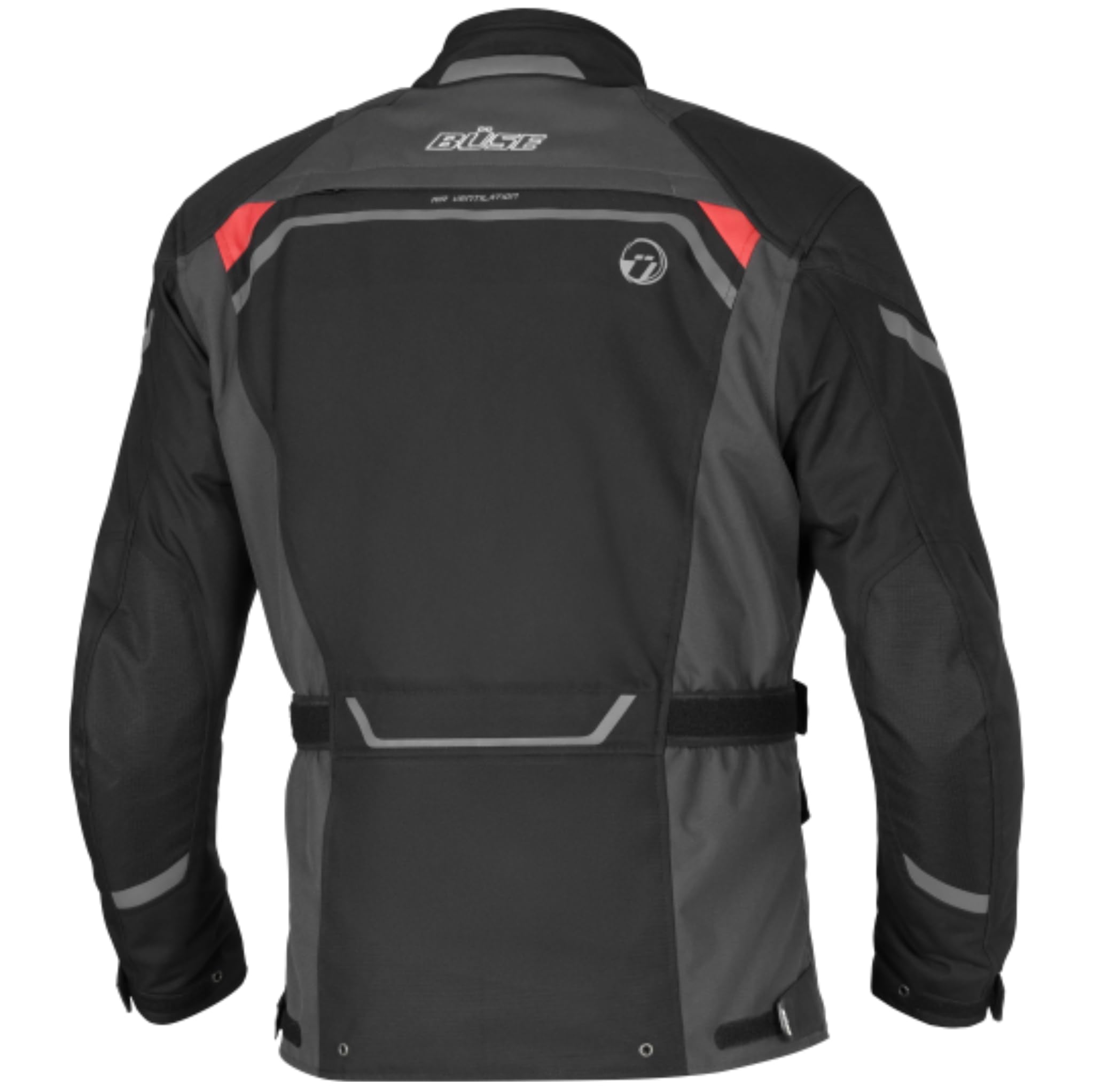 Büse Lago III Chaqueta textil para moto, Humax Z-Liner, forro térmico extraíble, impermeable y transpirable, AA EN 17092-3:2020, nivel YF 2 hombros, codo, negro, Negro , 12XL