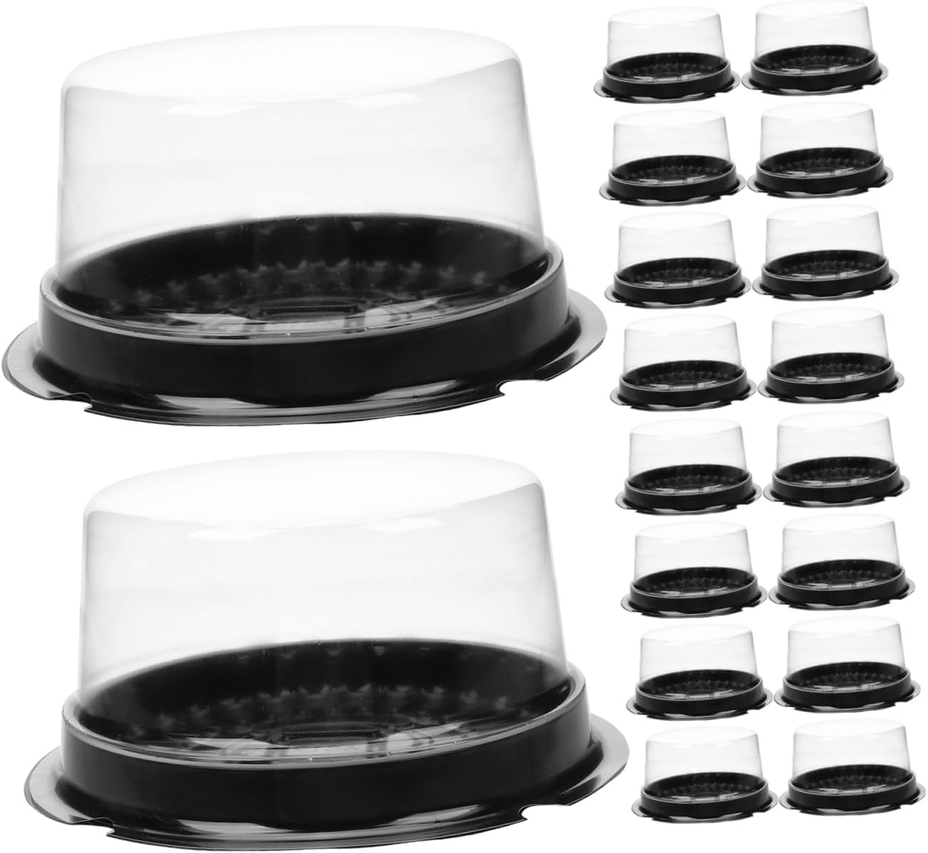 Zerodeko 50Pcs Clear Plastic Cake Carrier Containers with Lids Cake Boxes for Cupcakes Pastries and Desserts Food Packaging for Easy Transportation and Display