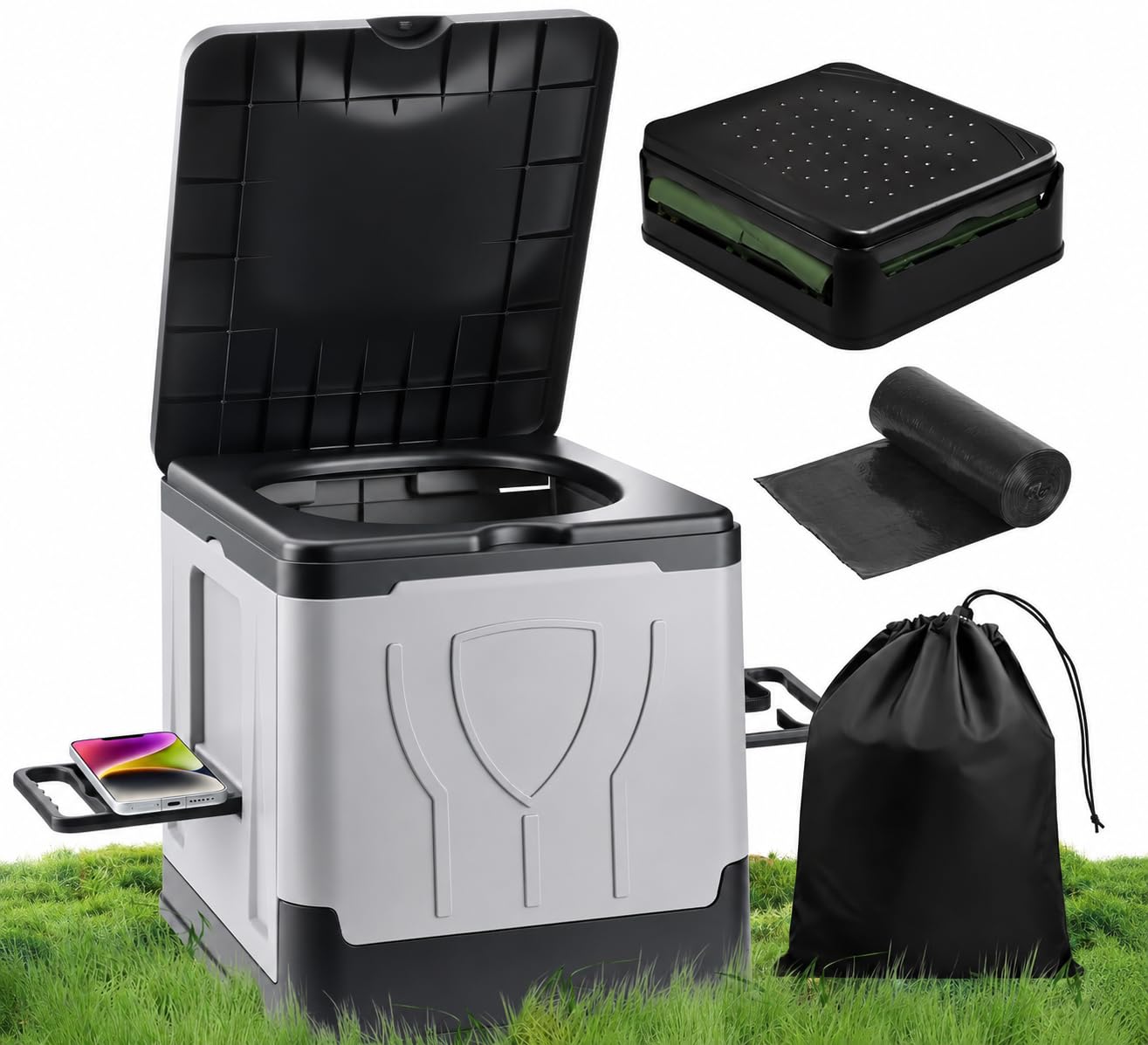 Inodoro Portátil Para Adultos - Ideal Baño Portatil Camping - Plegable, Compacto y Ligero - Sanita Portatil y Retrete WC Portatil Adultos - Fácil Limpieza y Transporte