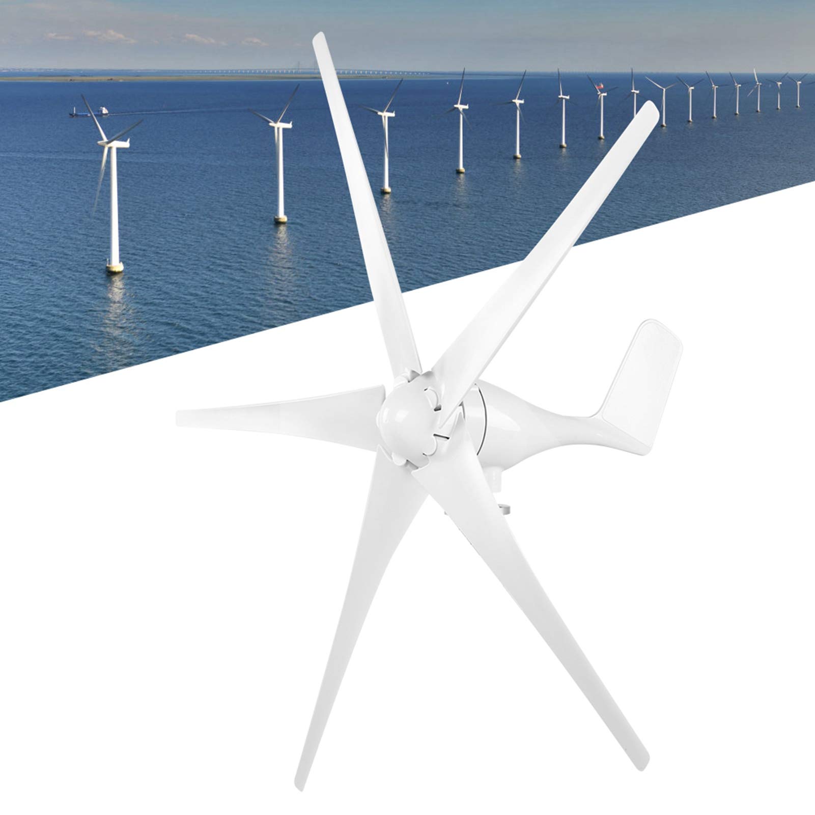 Turbinas Eólicas de 5 Palas, 800W, Pequeño Generador Eficiente de Molino de Viento para Barcos o Cabañas, Fibra de Nailon (24V)