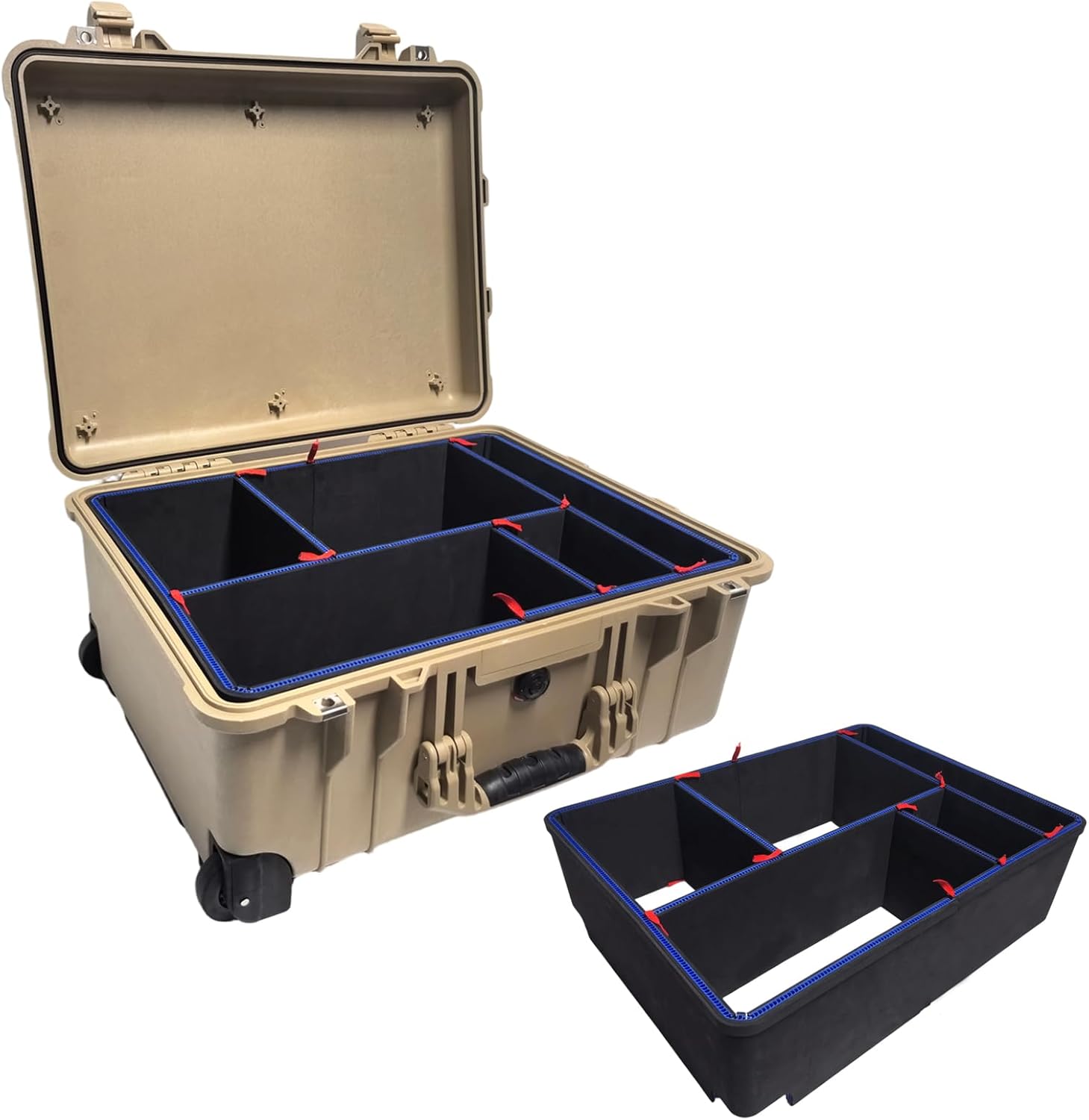 LAFENLIN DIY Divider System for Pelican 1560 Case [No Mess, Secure Gear] - Custom U-Clip Organizer for Photographers, Tactical & Field Tool Kits, Red Pull Tabs, Case Not Included